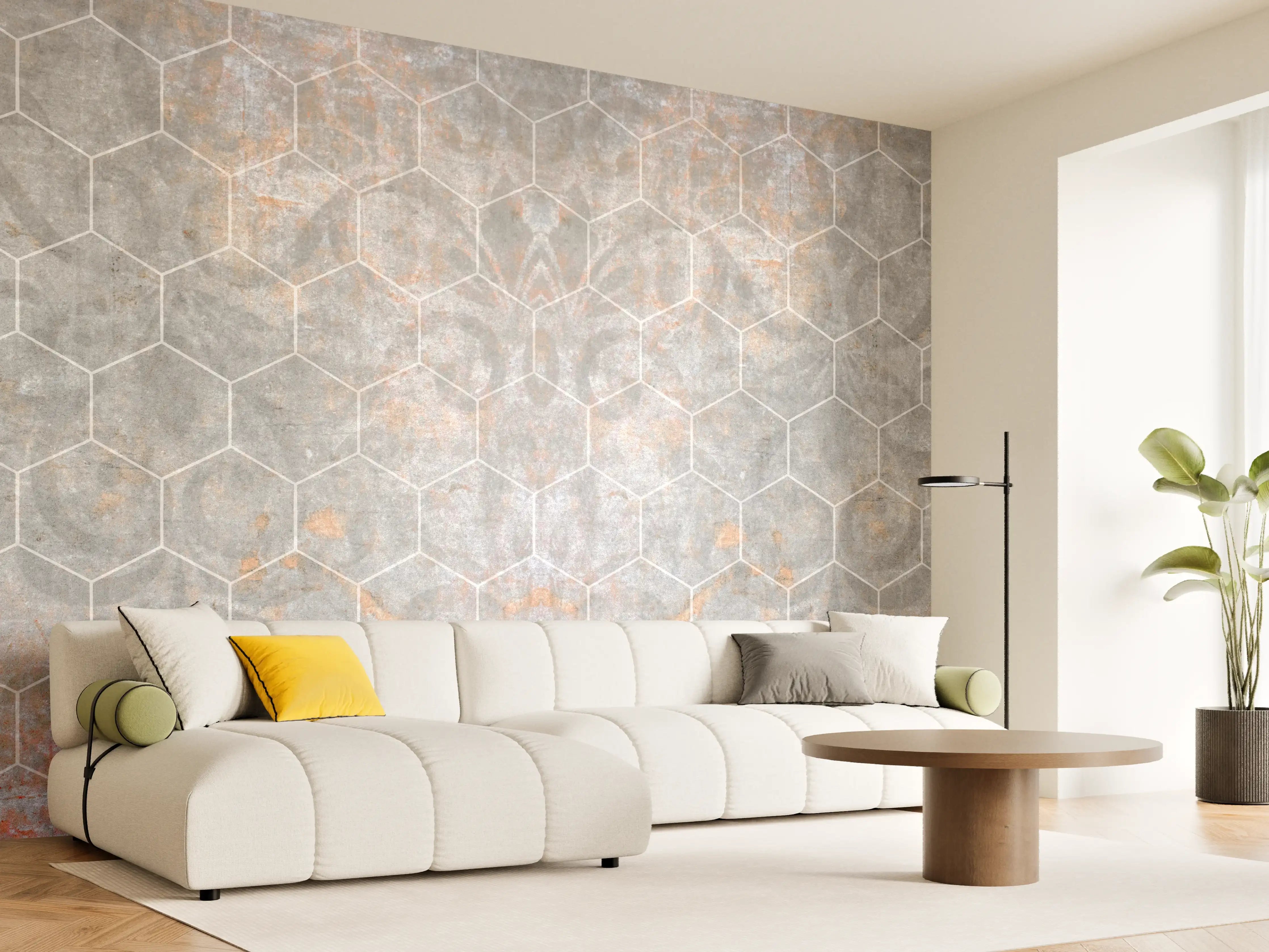 Wandverkleidung Wohnzimmer - Shabby Grau-Weiße Fliesentextur