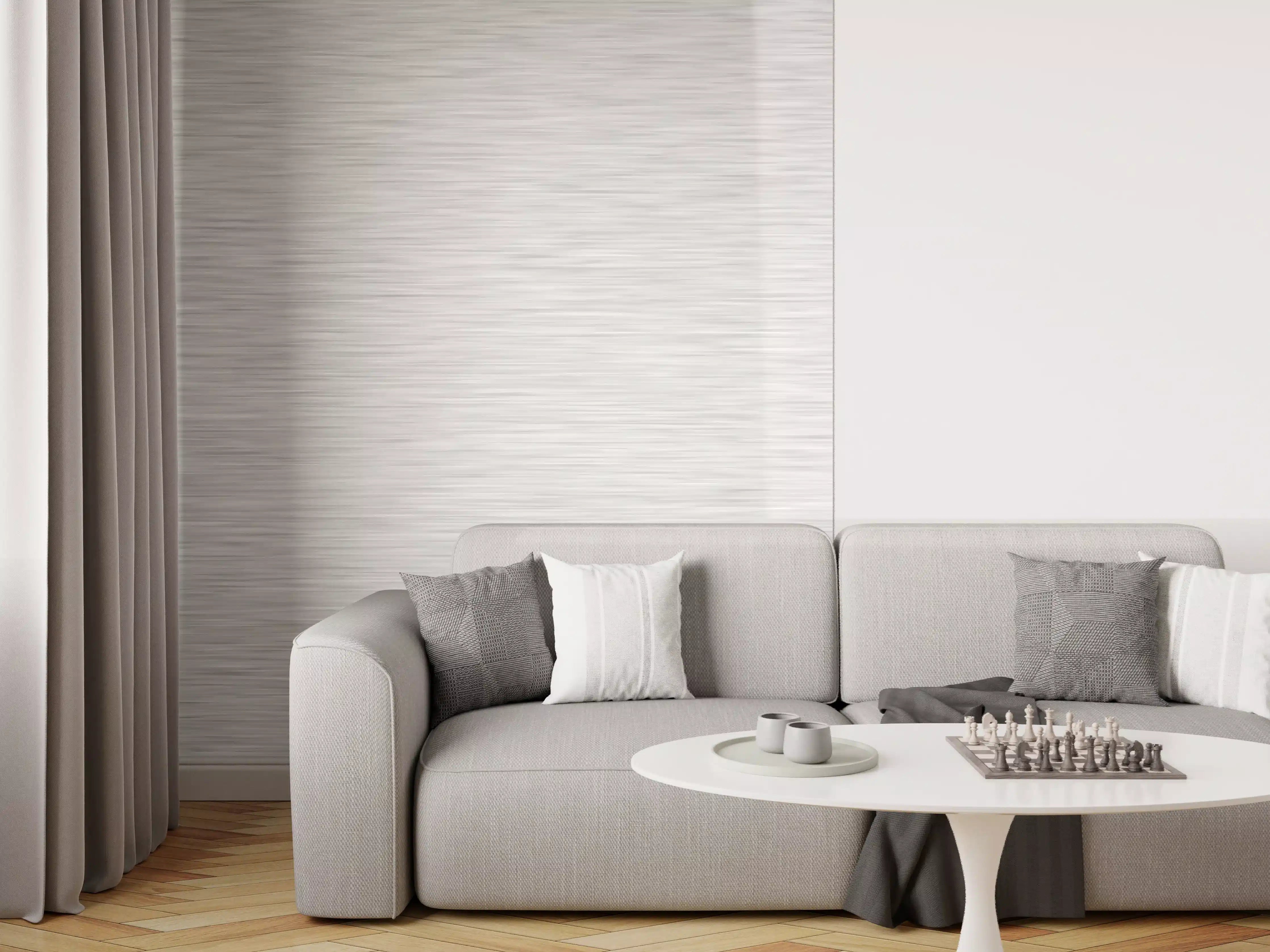 Wandverkleidung Wohnzimmer - Silver - ALU Prime - Metall Gebürstet