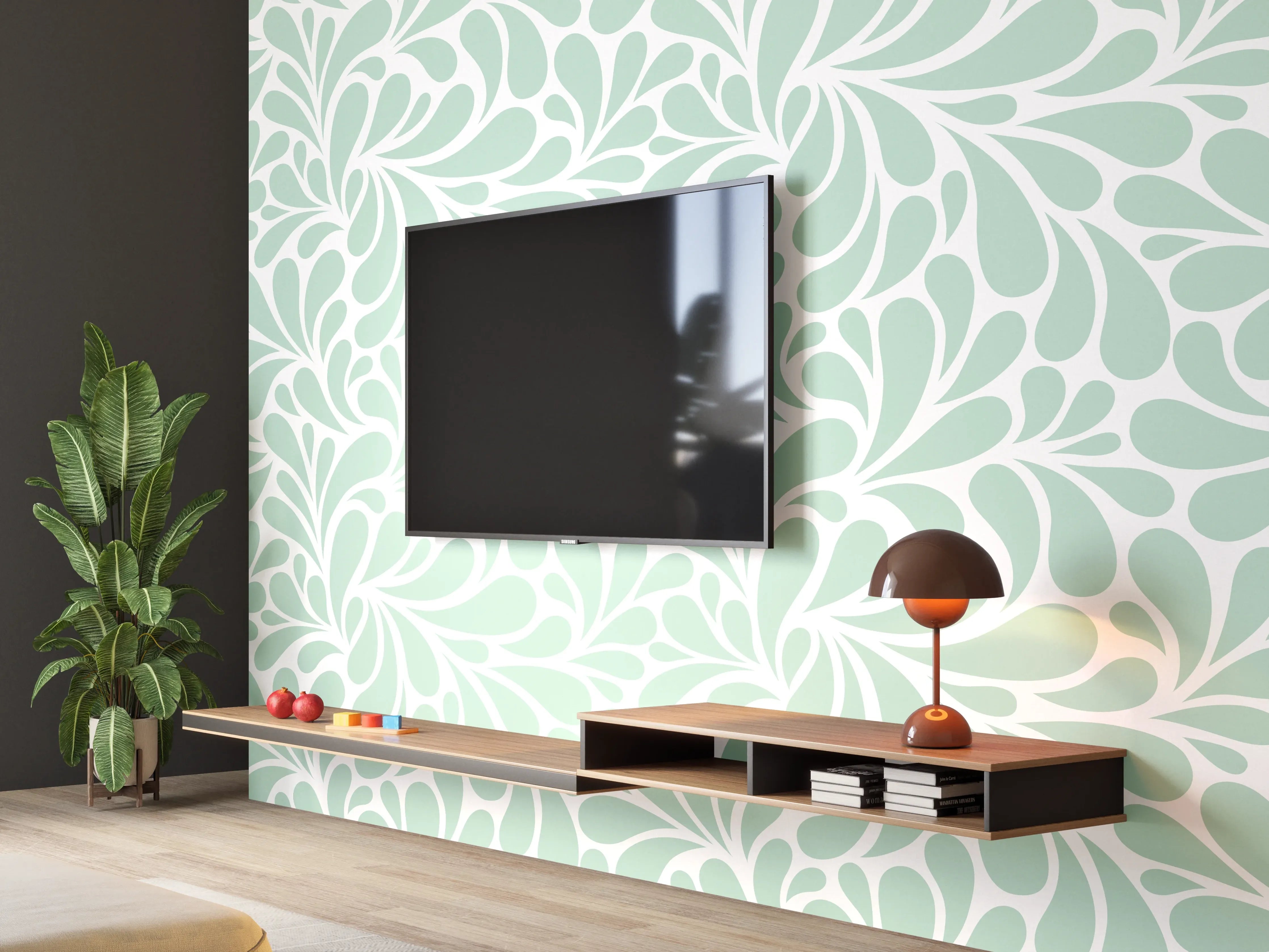 Wandverkleidung Wohnzimmer - Skandinavischer Tapetenstil in Pastell