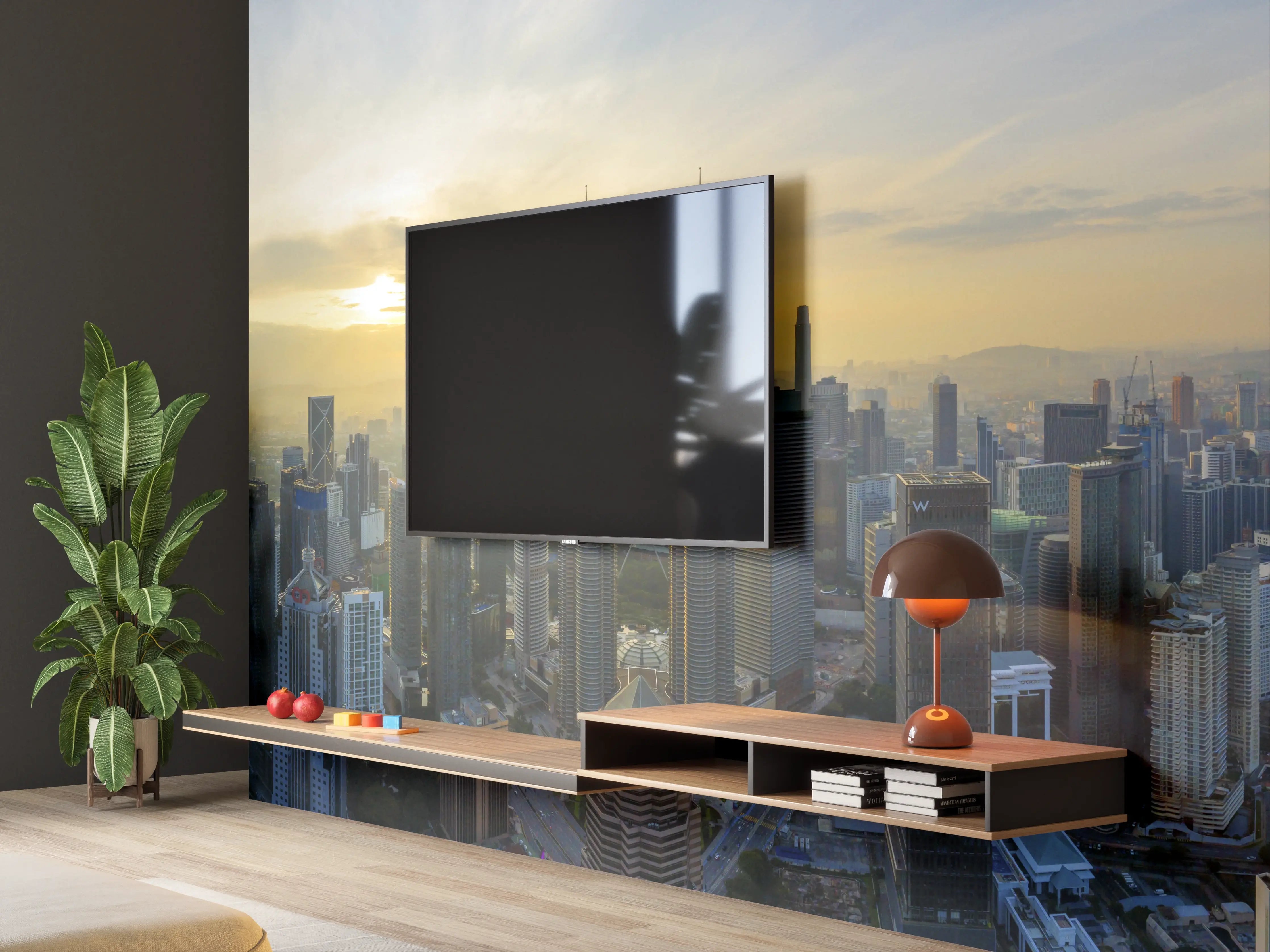 Wandverkleidung Wohnzimmer - Skyline Kuala Lumpur City