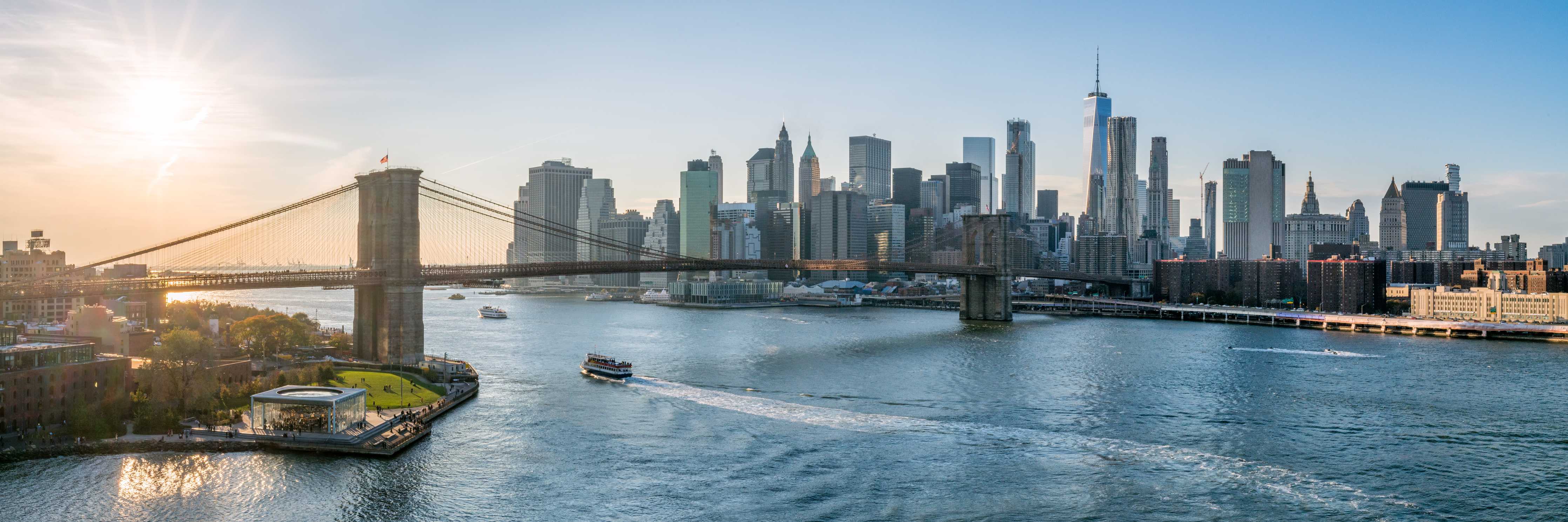 Wandverkleidung Wohnzimmer-Skyline von New York City - Brooklyn Bridge