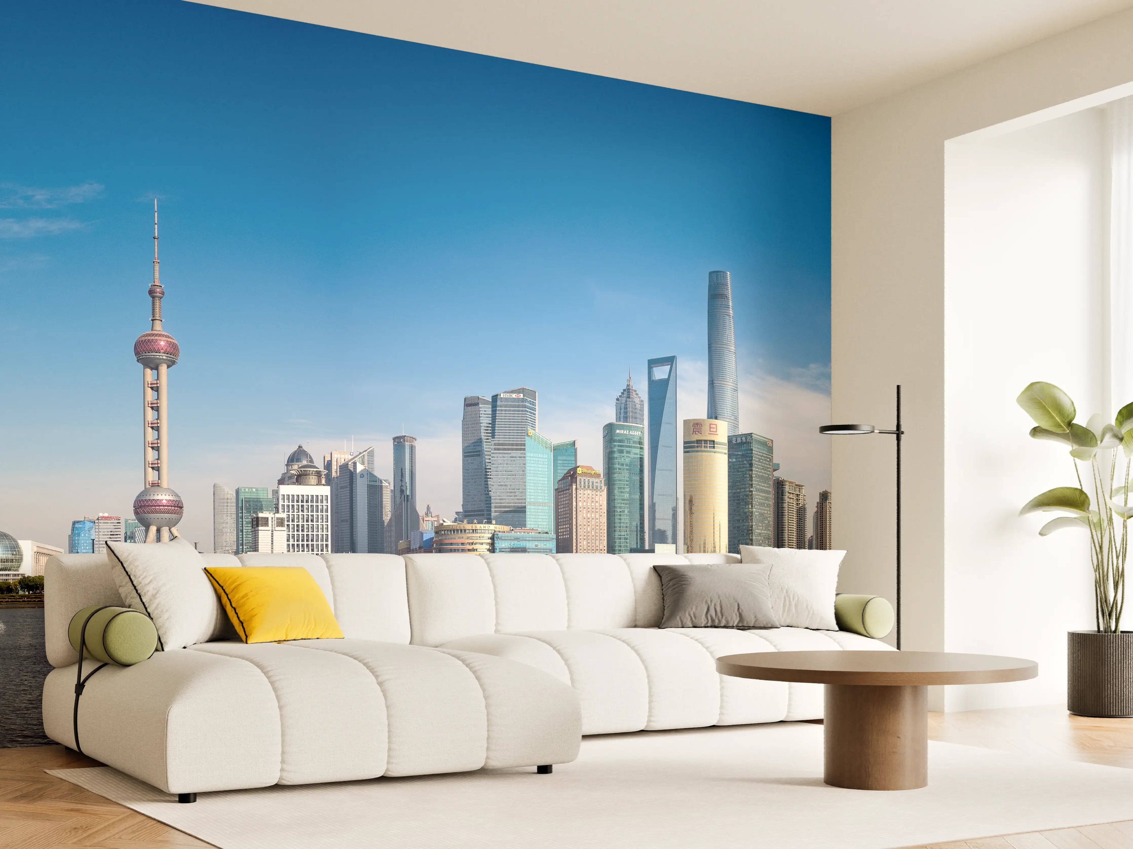 Wandverkleidung Wohnzimmer - Skyline von Shanghai