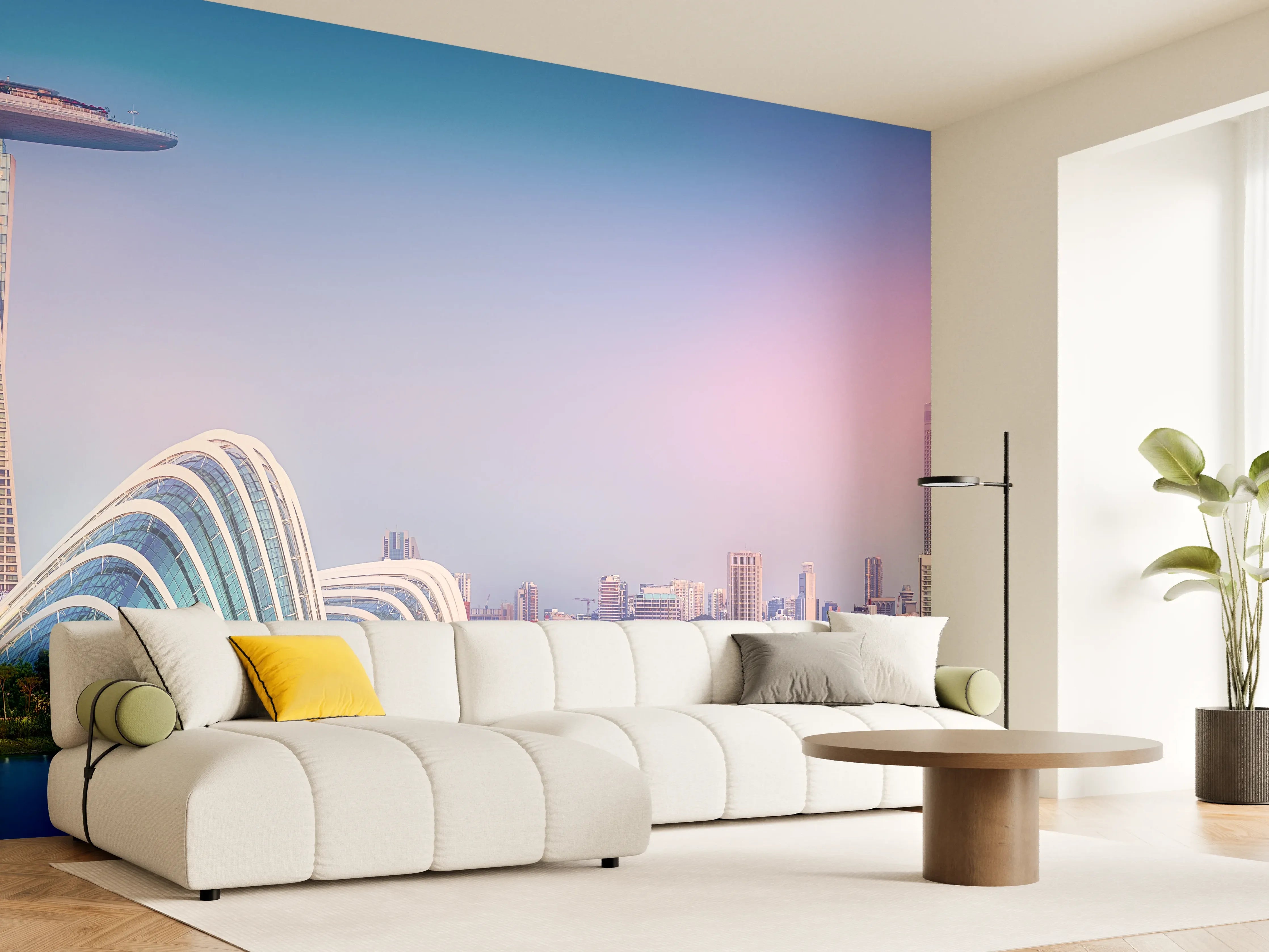 Wandverkleidung Wohnzimmer - Skyline von Singapur