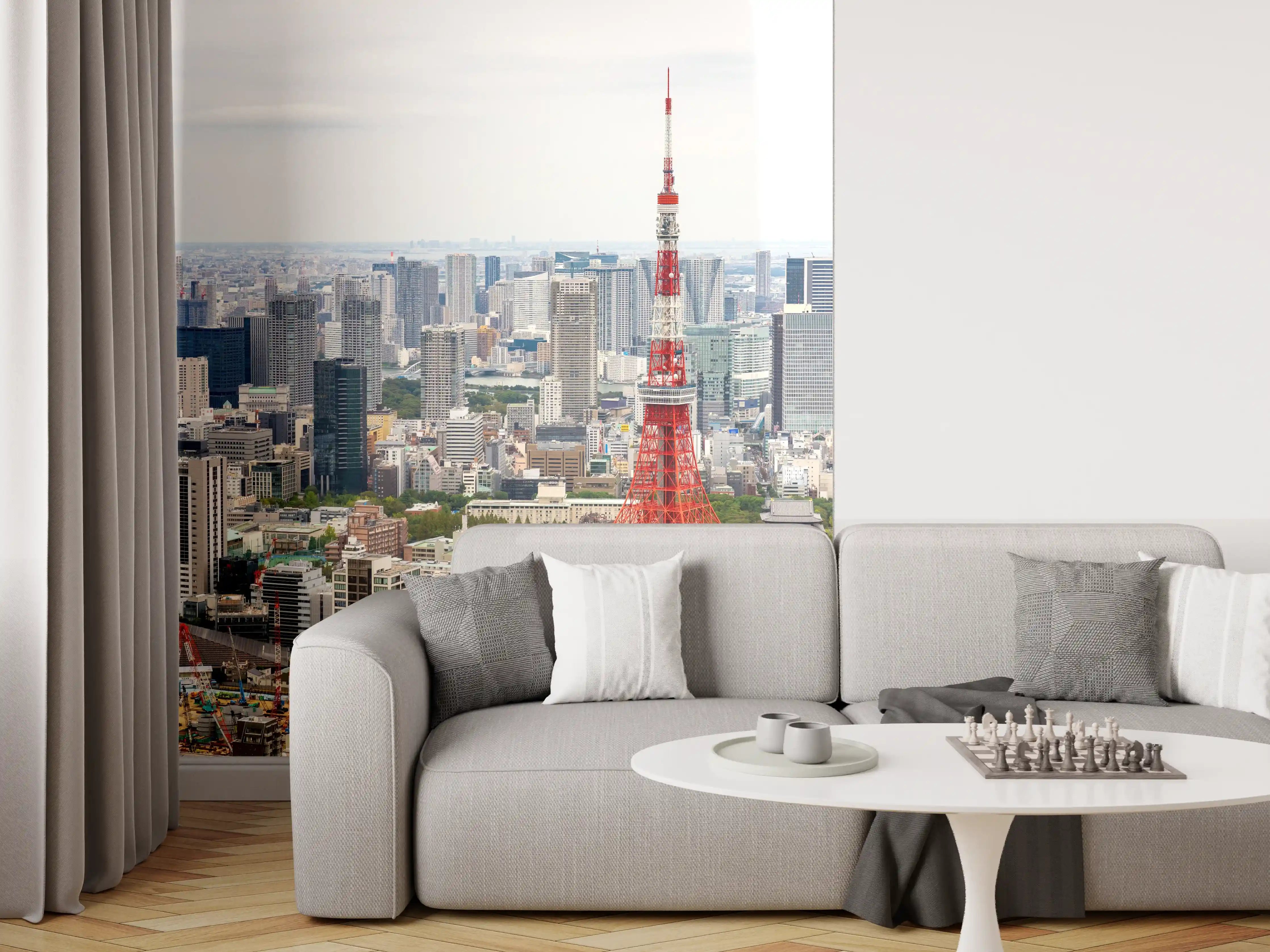 Wandverkleidung Wohnzimmer - Skyline von Tokio mit Tokyo Tower