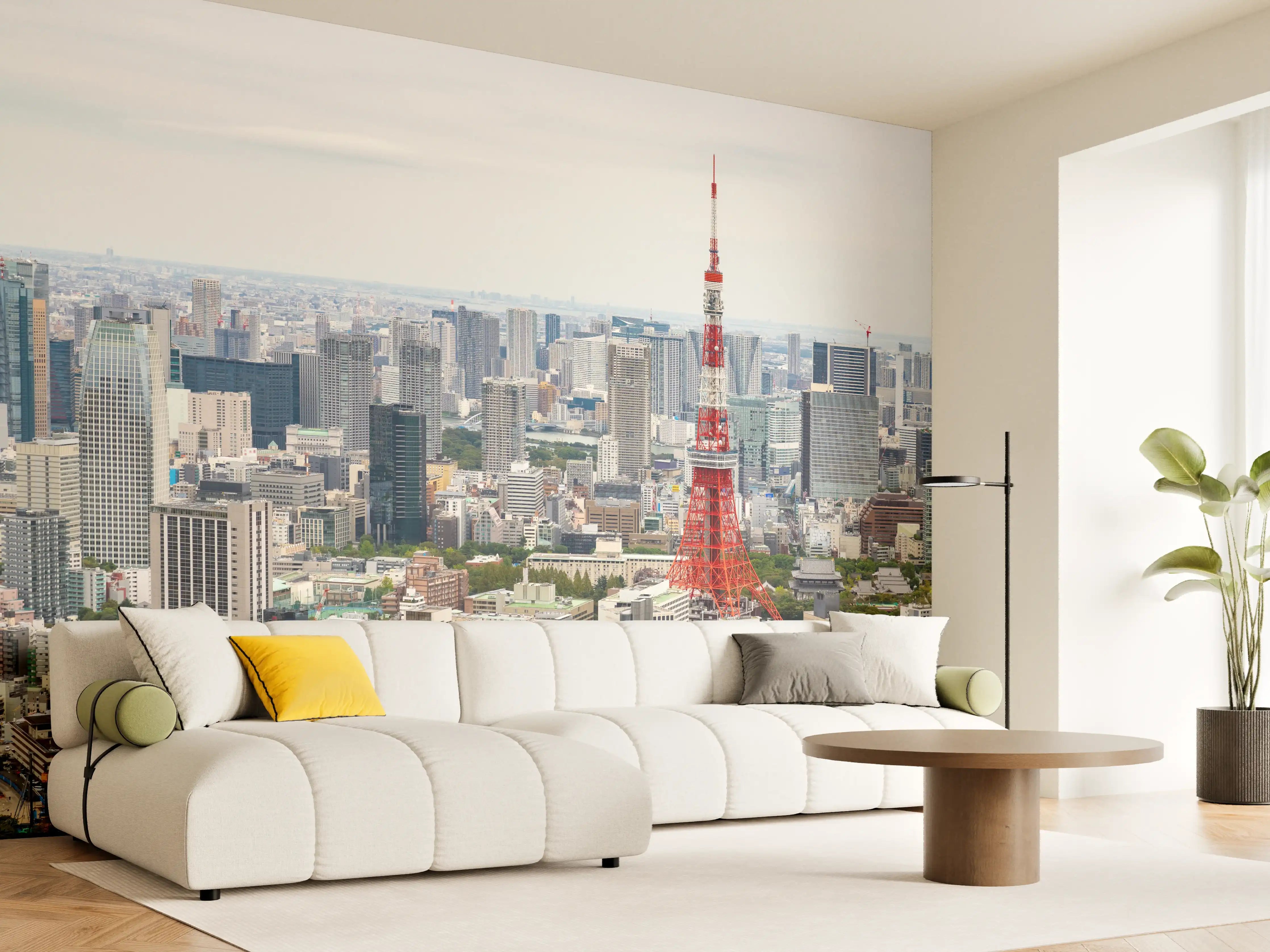 Wandverkleidung Wohnzimmer - Skyline von Tokio mit Tokyo Tower