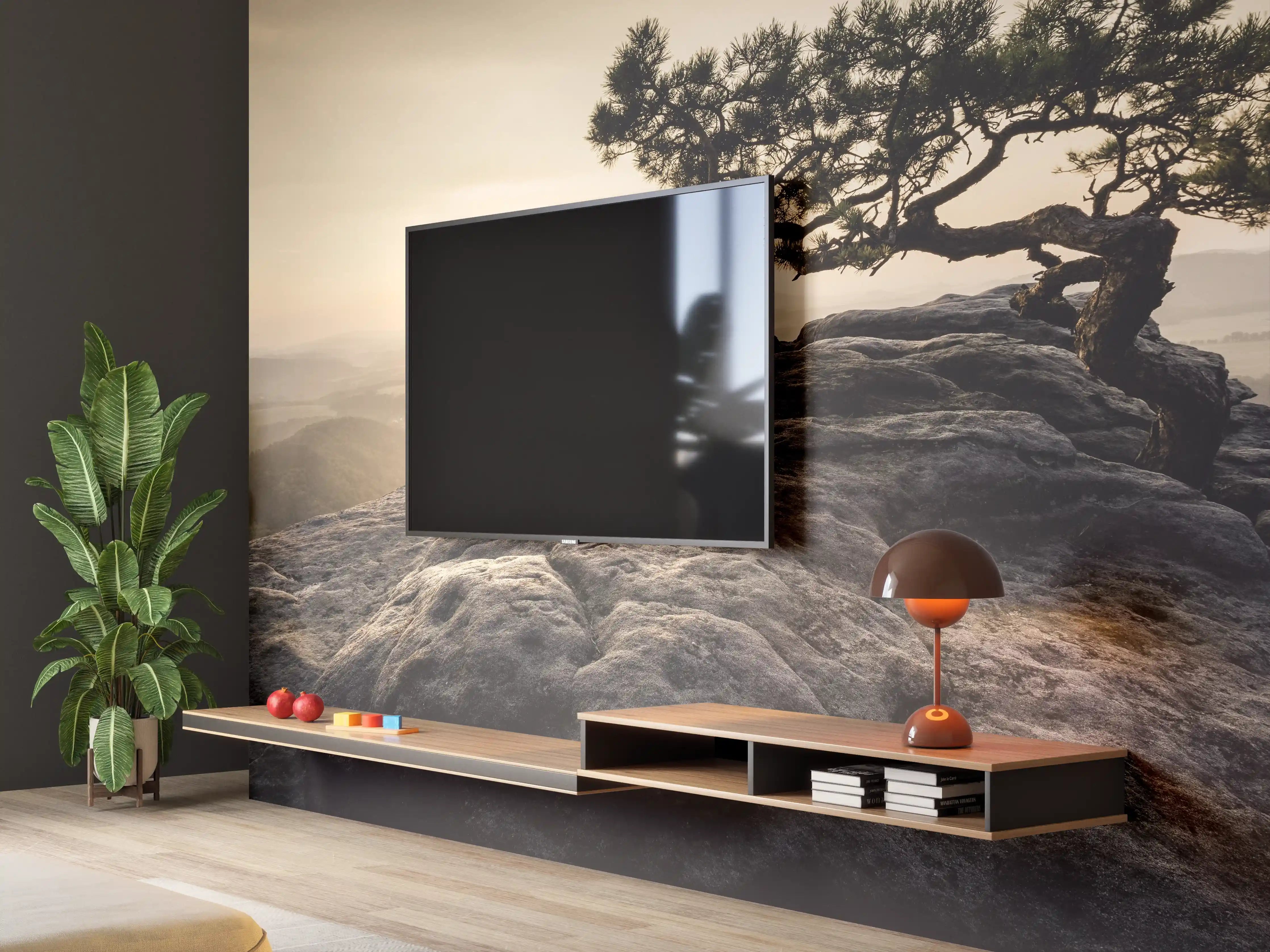 Wandverkleidung Wohnzimmer - Solitary Tree on Rocky Mountain