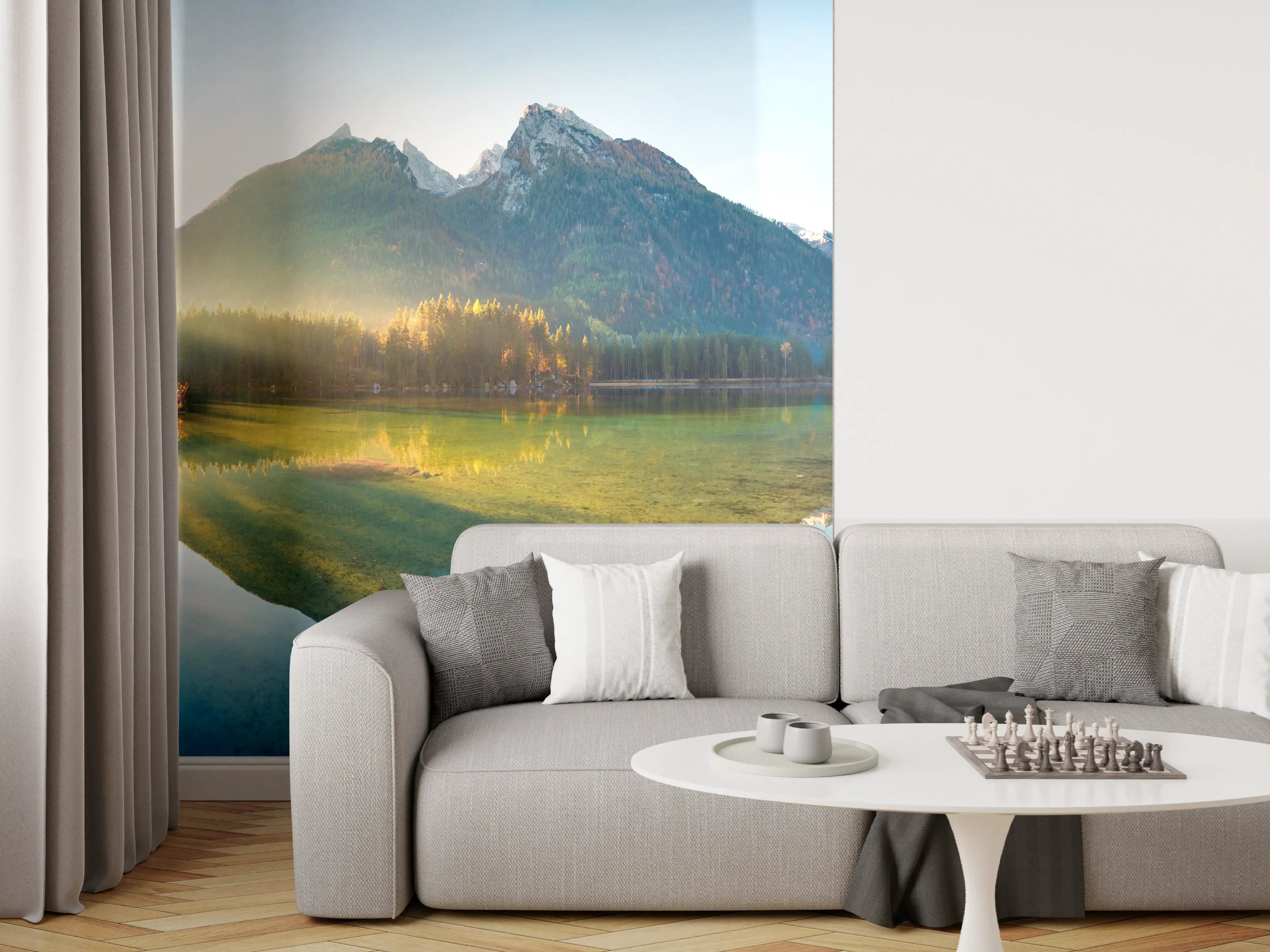 Wandverkleidung Wohnzimmer - Sonnenaufgang am Hintersee