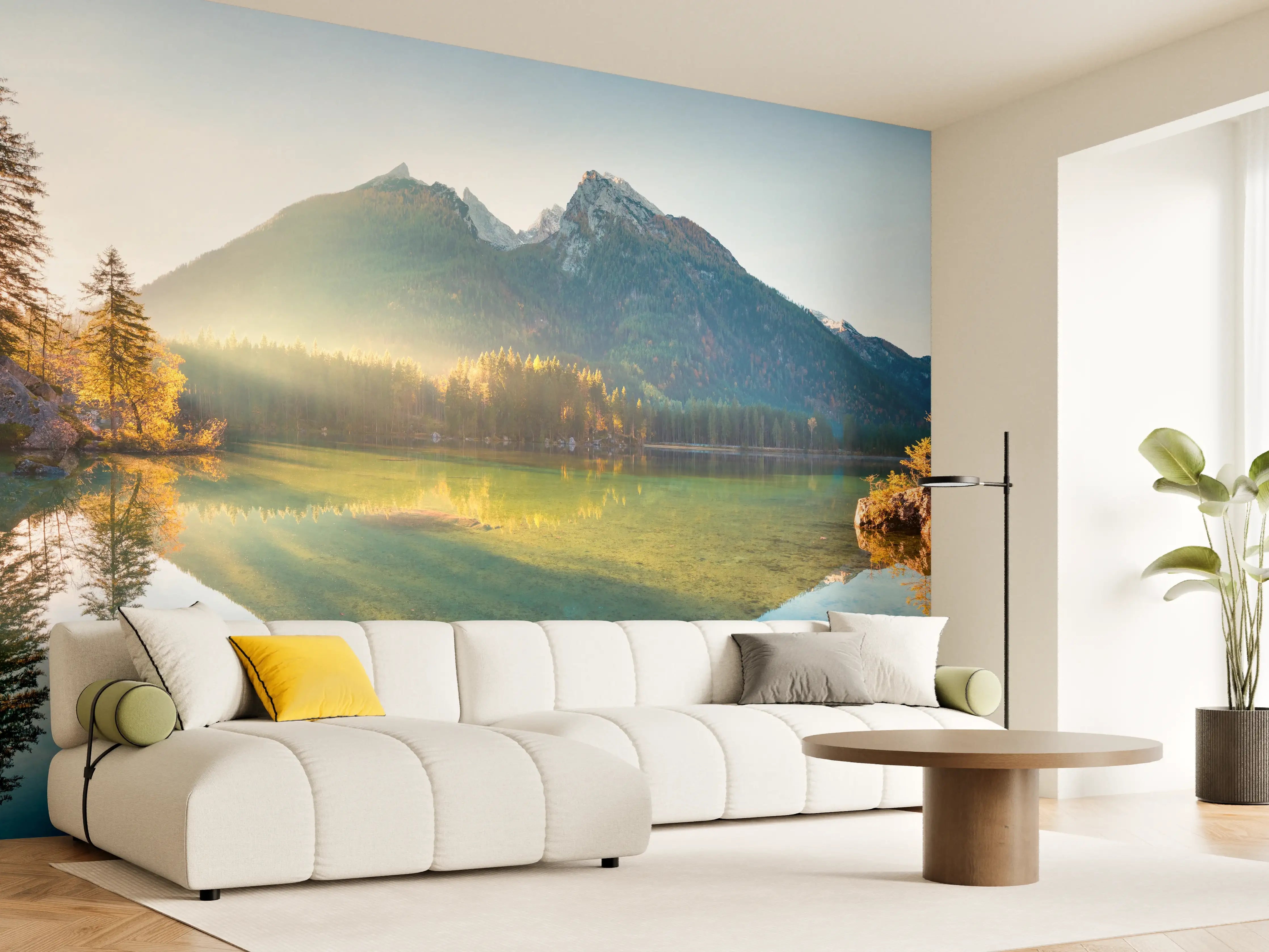 Wandverkleidung Wohnzimmer - Sonnenaufgang am Hintersee