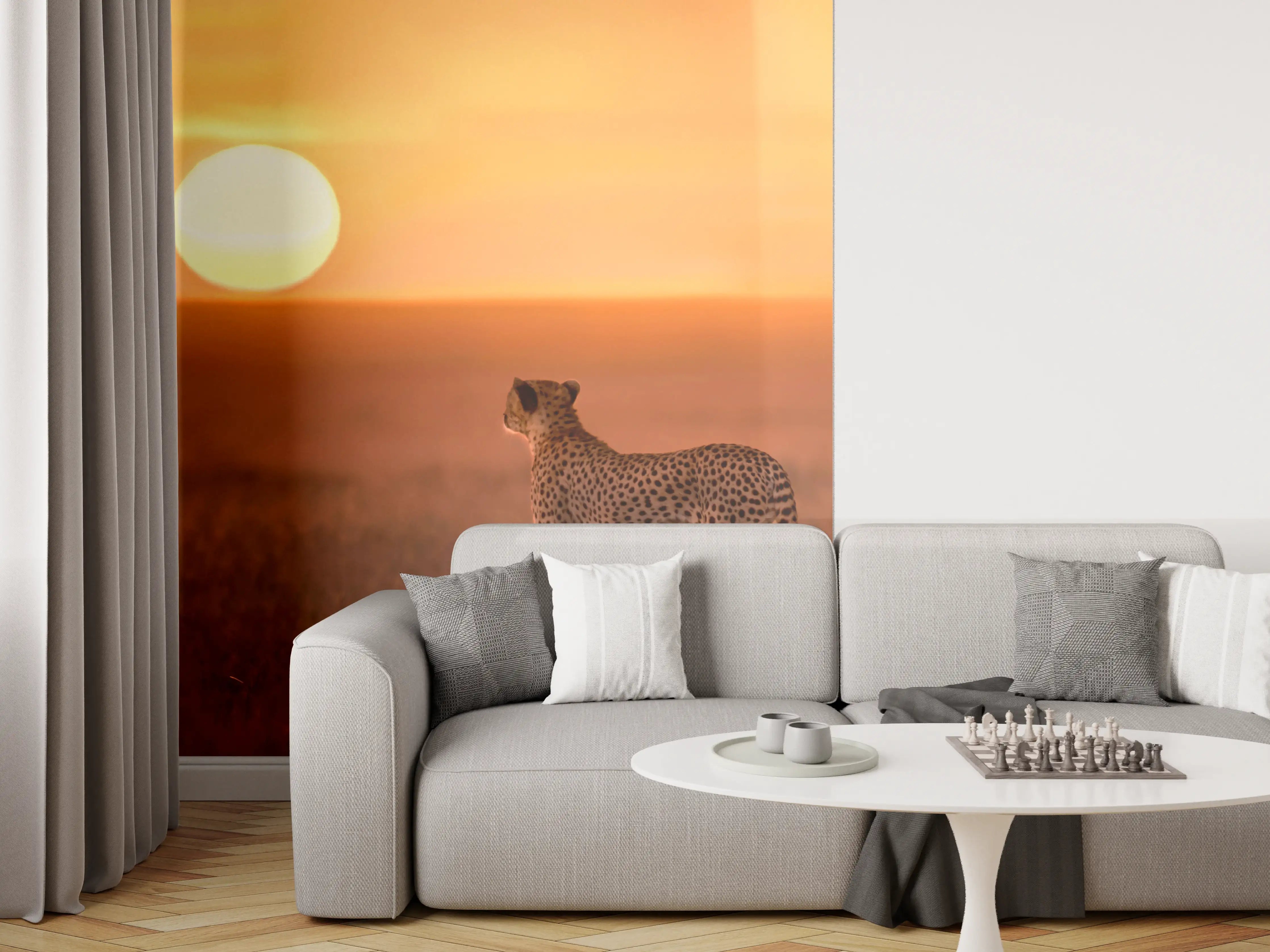 Wandverkleidung Wohnzimmer - Sonnenaufgang in der Savanne - Afrika