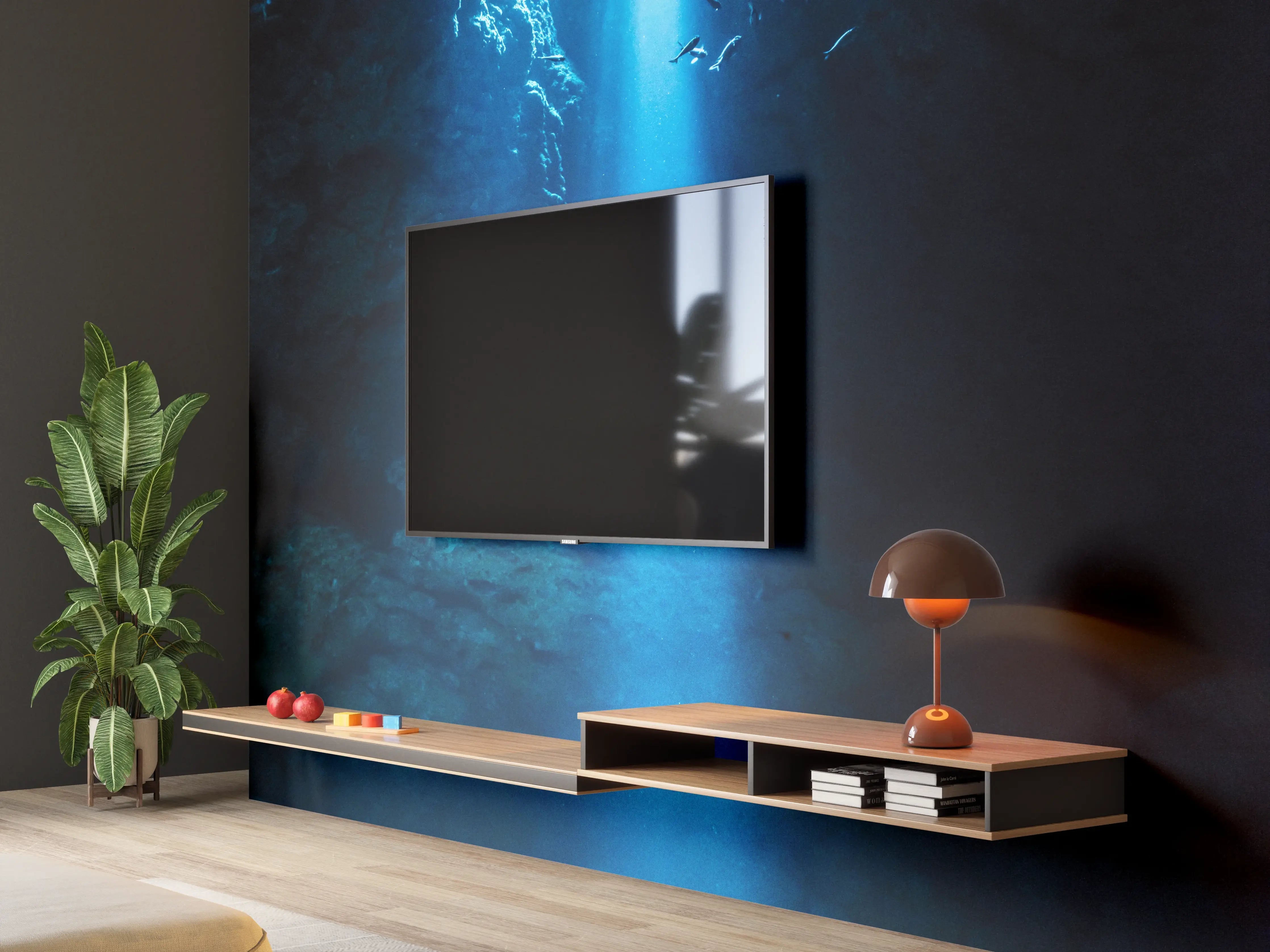 Wandverkleidung Wohnzimmer - Sonnenstrahl in die Unterwasserhöhle im japanischen Ozean