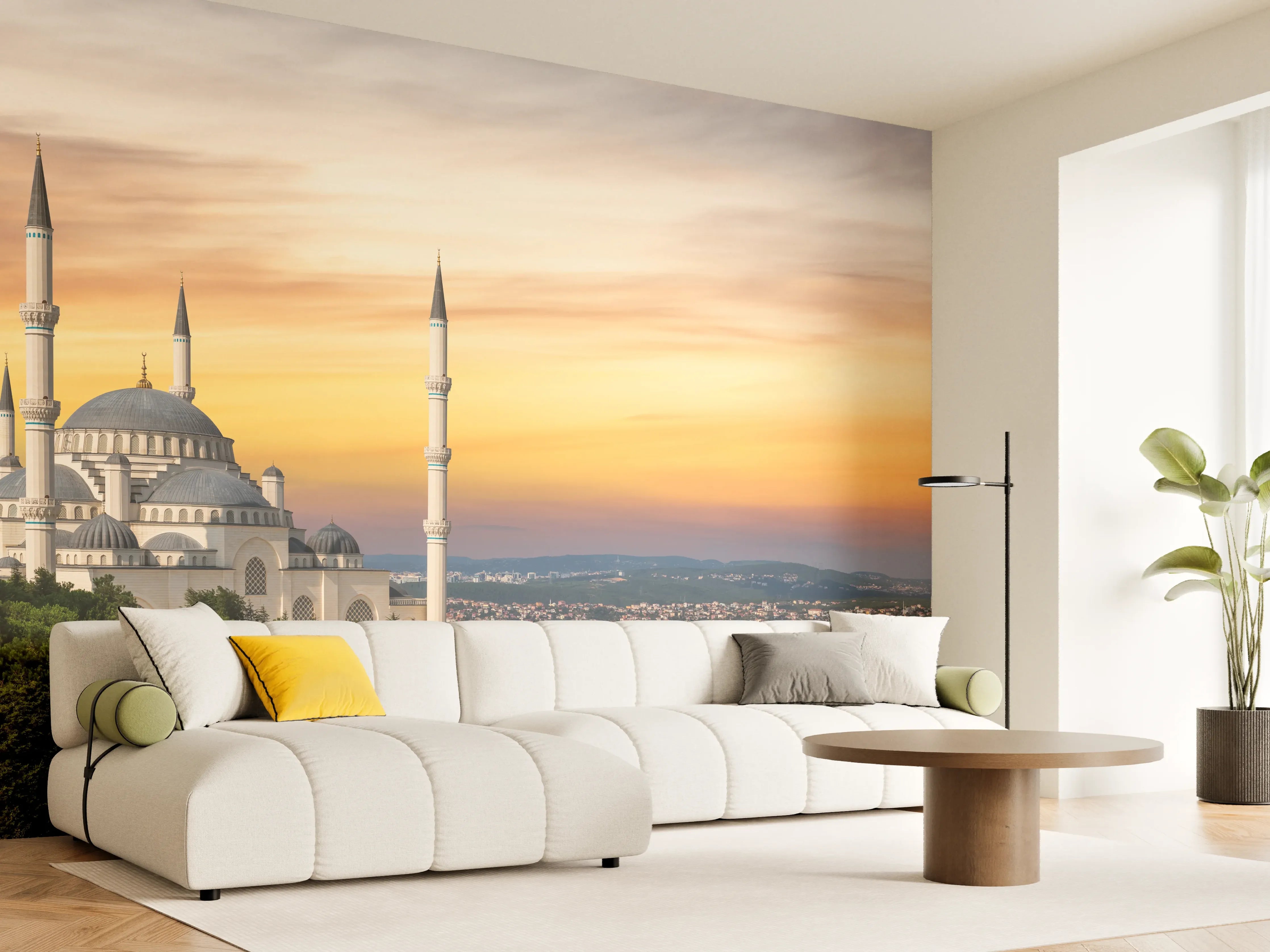 Wandverkleidung Wohnzimmer - Sonnenuntergang Camlica-Moschee in Istanbul