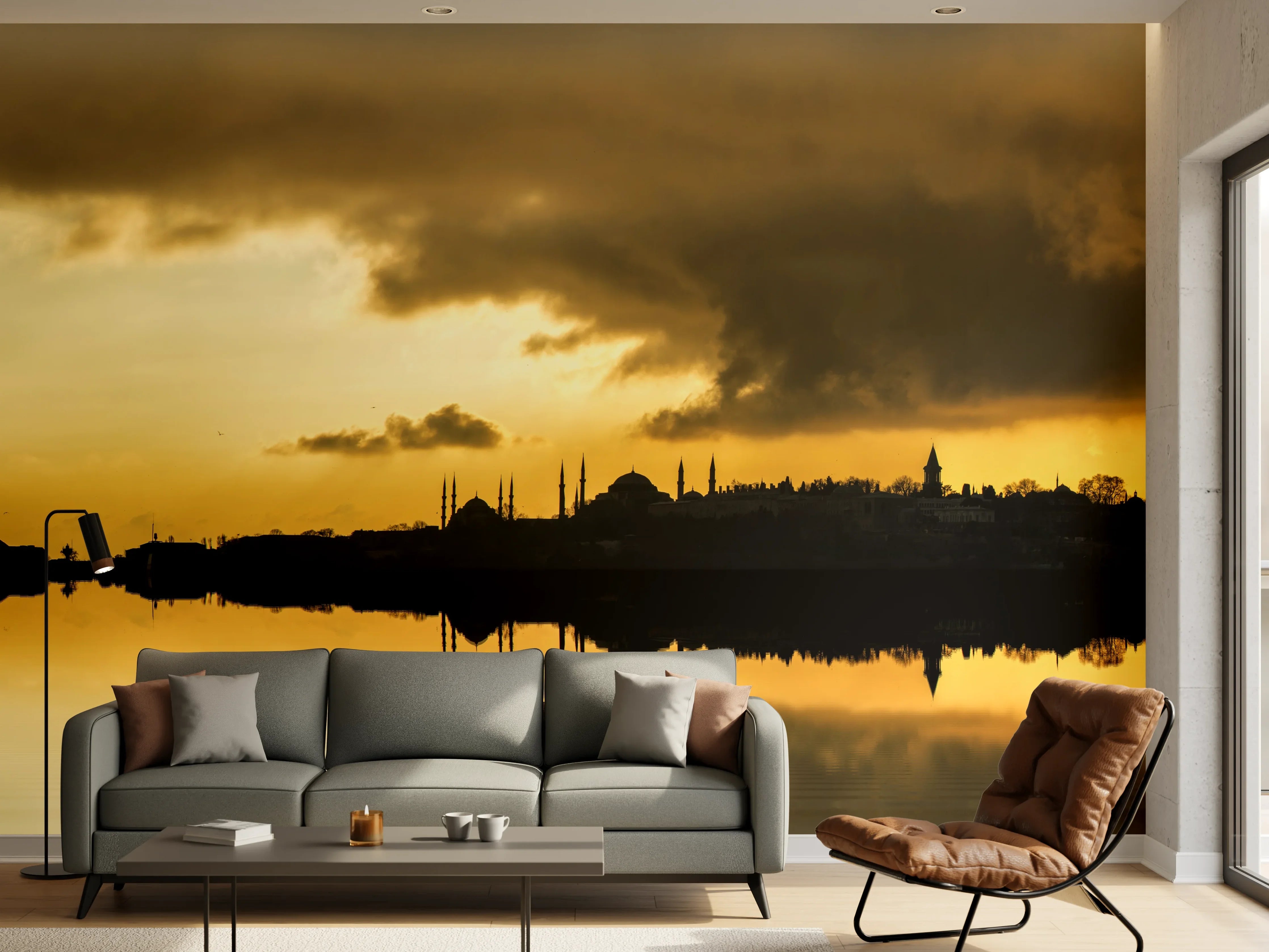 Wandverkleidung Wohnzimmer - Sonnenuntergang Istanbul - Kiz kulesi