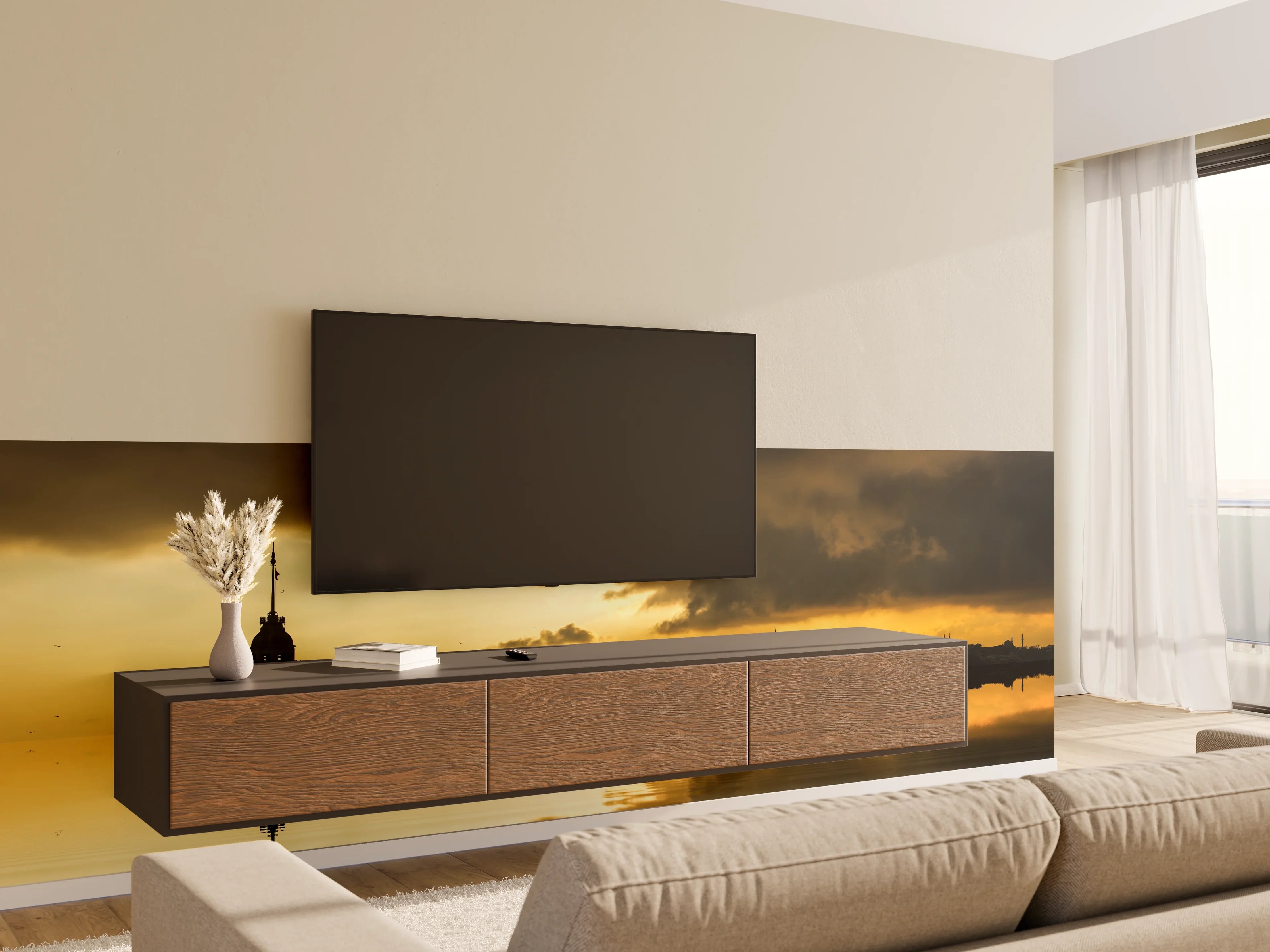 Wandverkleidung Wohnzimmer - Sonnenuntergang Istanbul - Kiz kulesi