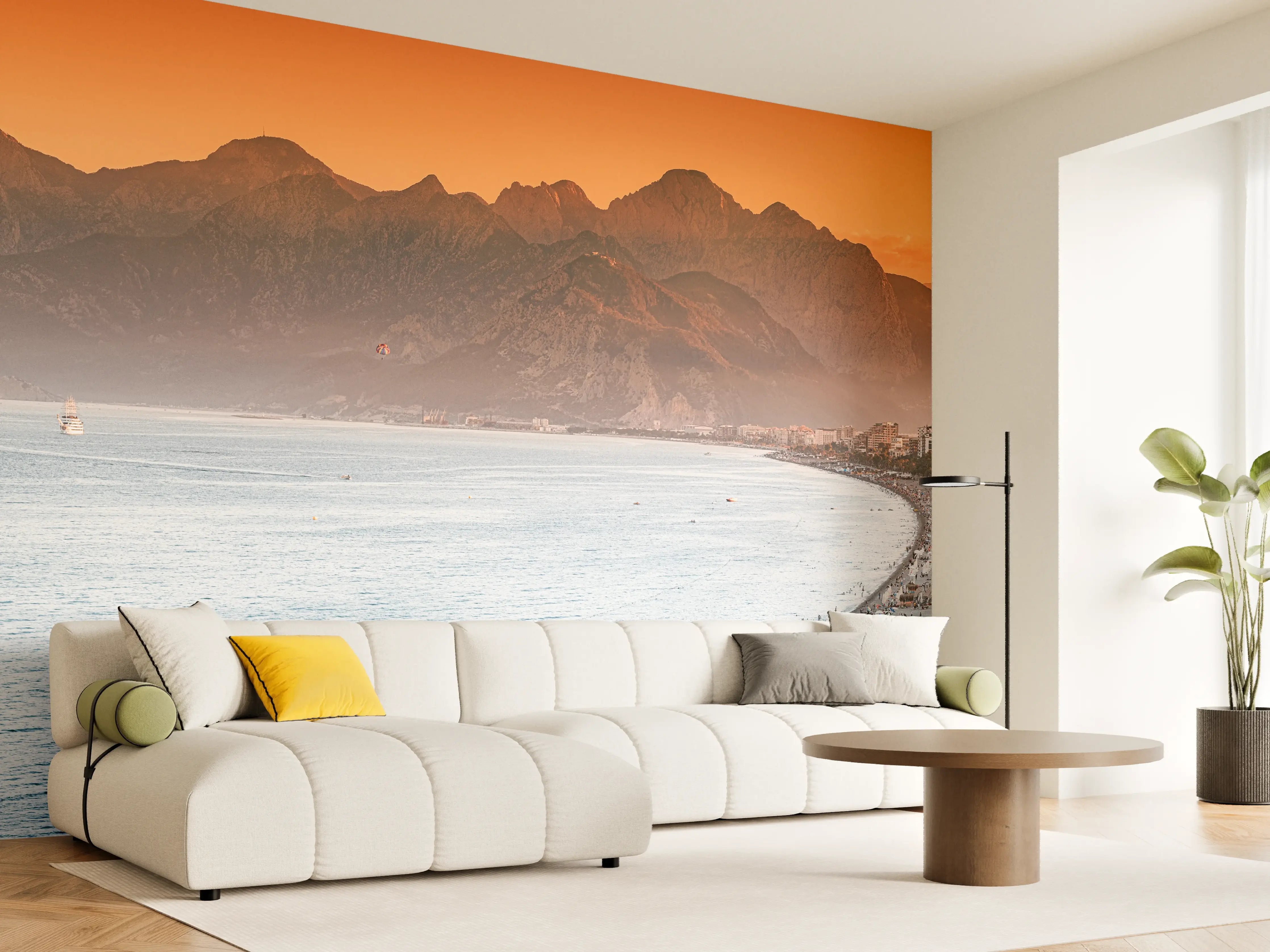 Wandverkleidung Wohnzimmer - Sonnenuntergang Konyaalti Strand Türkei