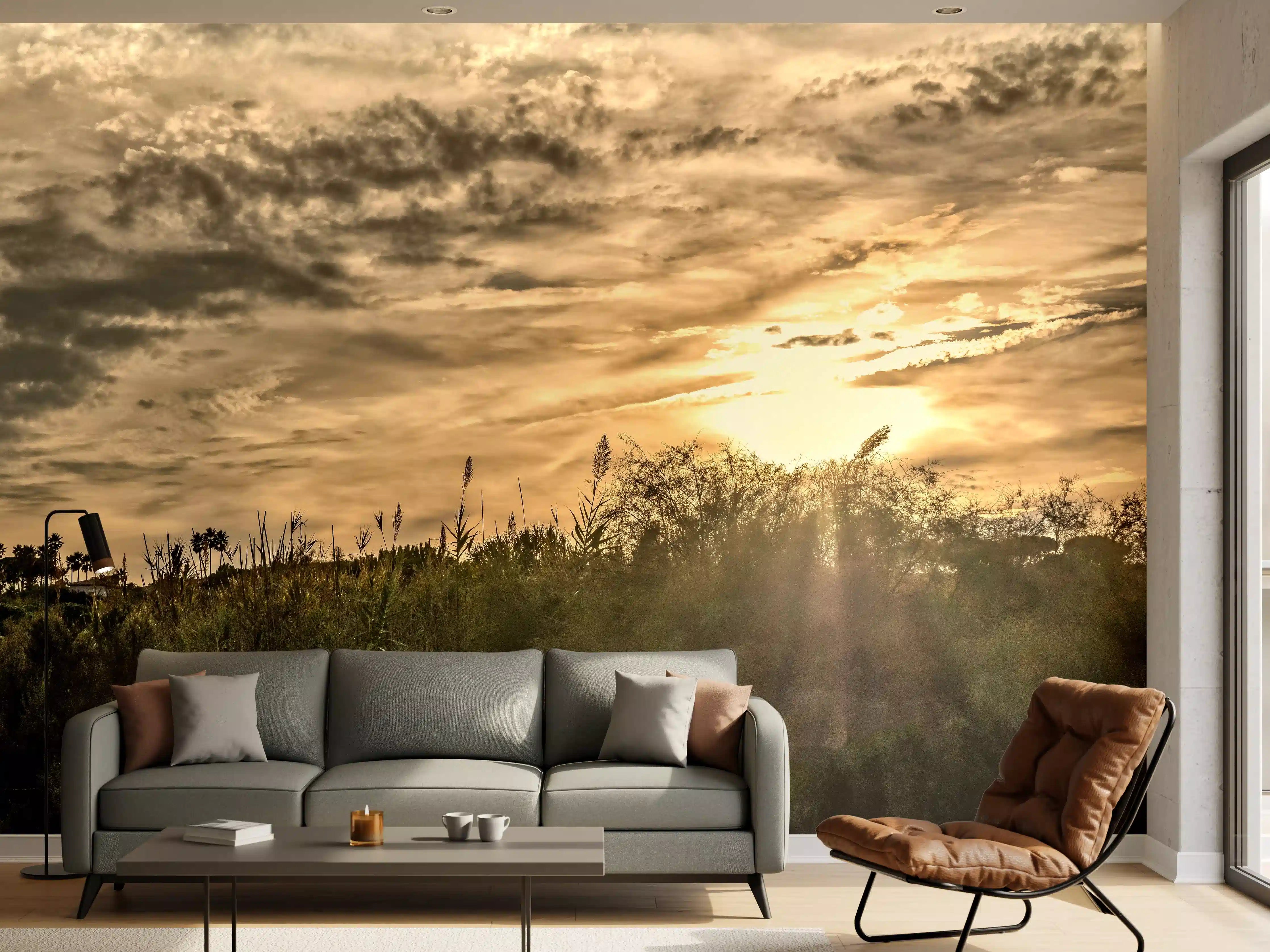 Wandverkleidung Wohnzimmer - Sonnenuntergang am Pampelonne in Saint Tropez