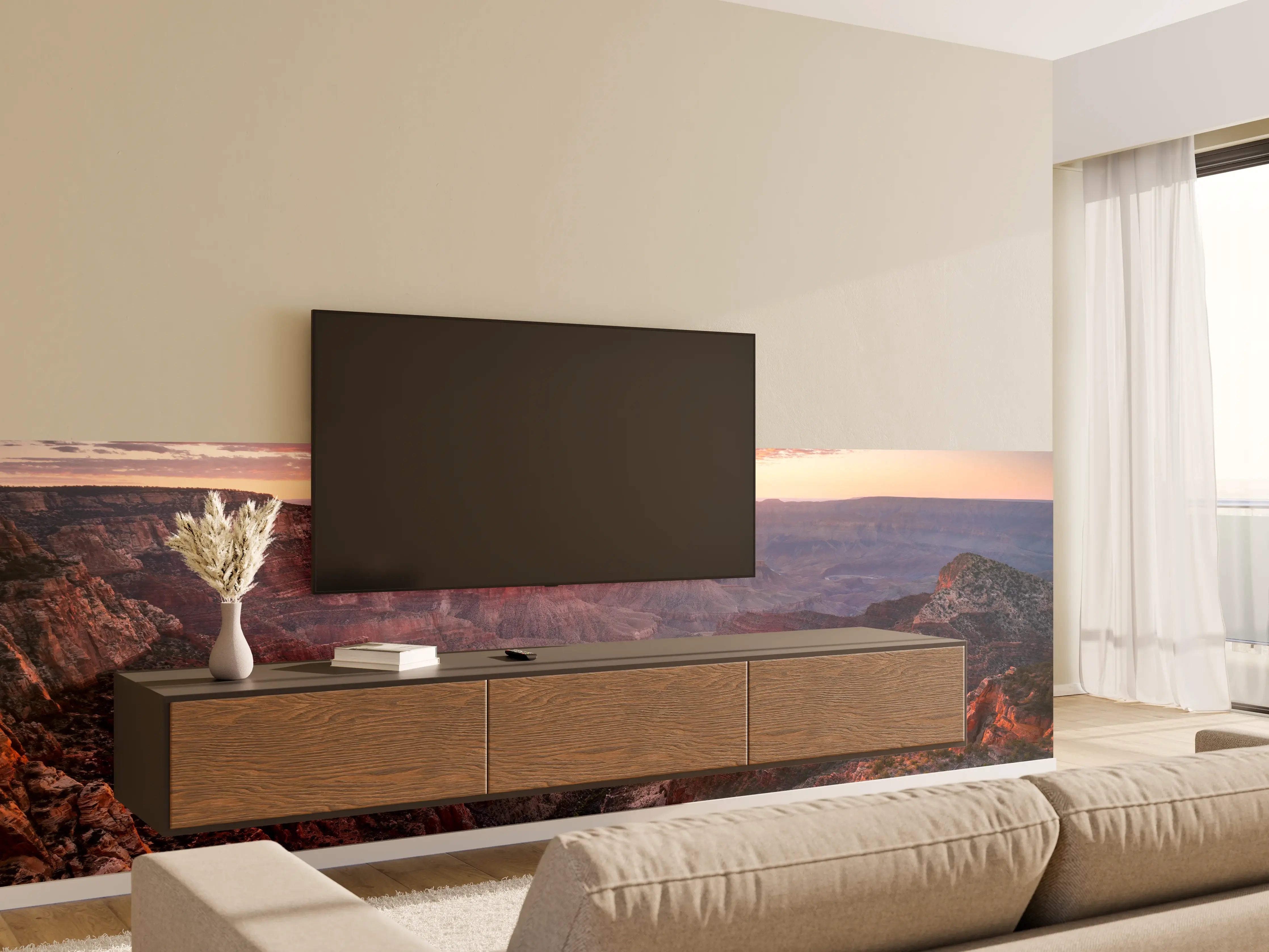 Wandverkleidung Wohnzimmer - Sonnenuntergang im Grand Canyon