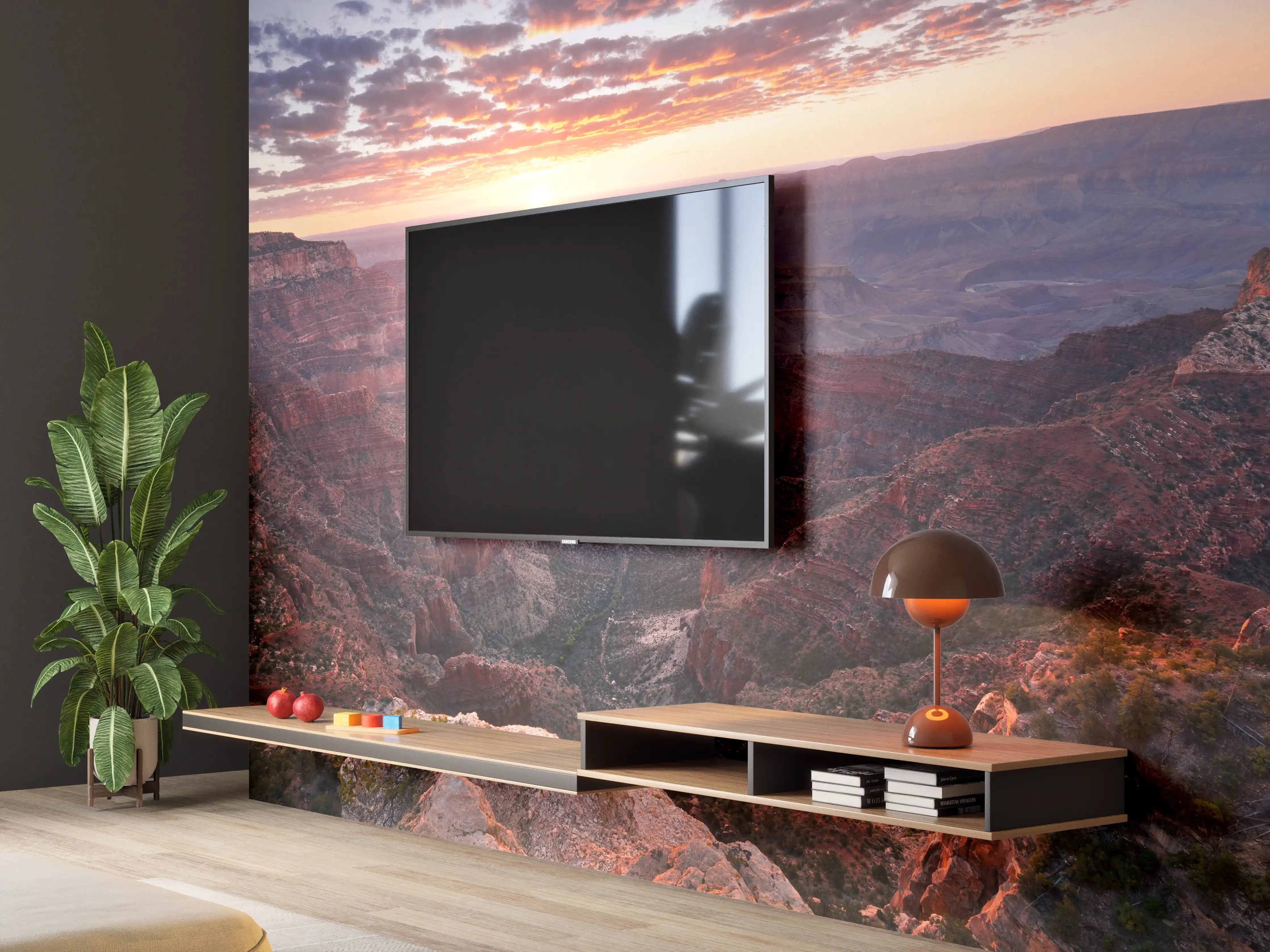 Wandverkleidung Wohnzimmer - Sonnenuntergang im Grand Canyon