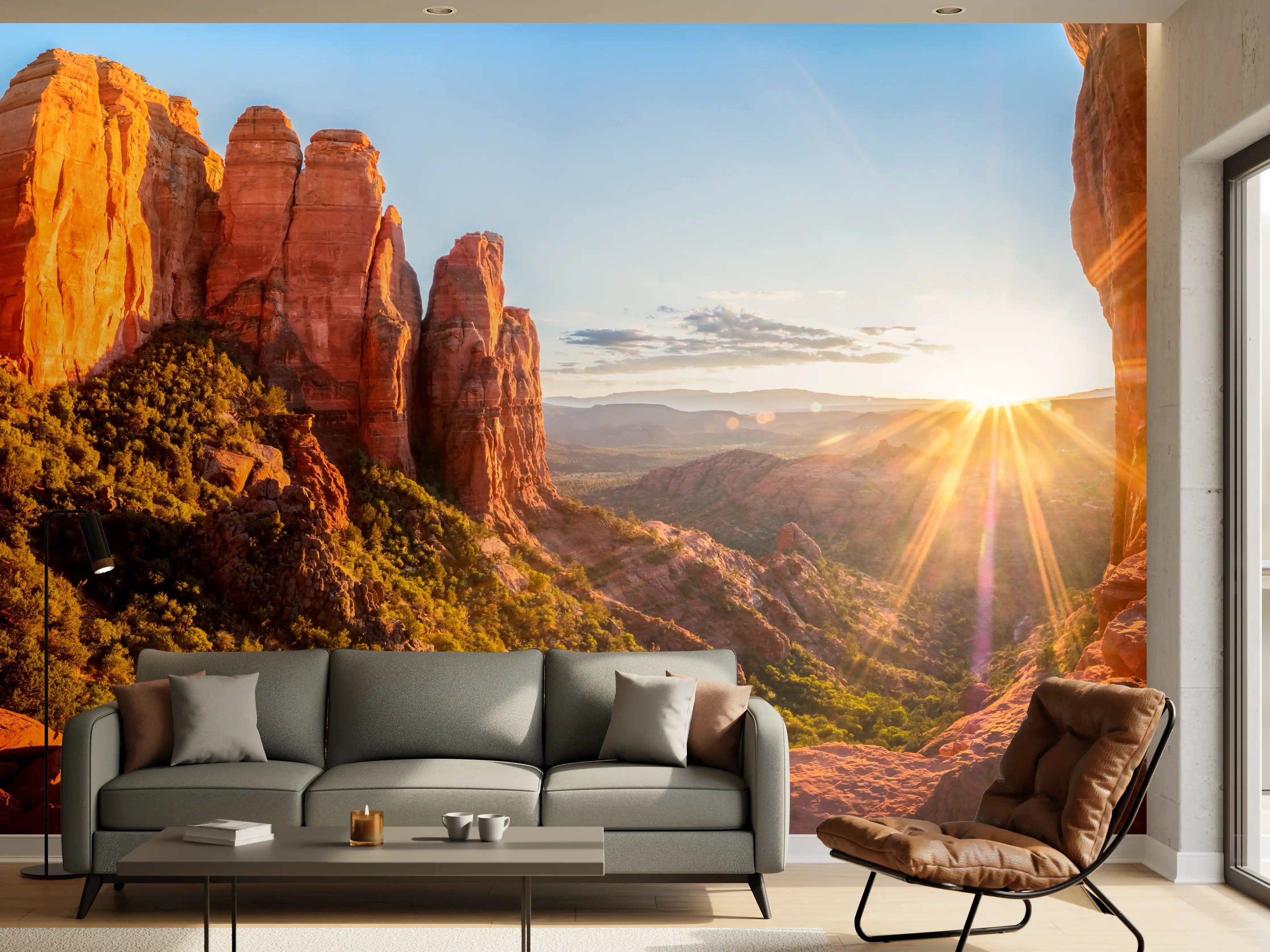 Wandverkleidung Wohnzimmer - Sonnenuntergang in Sedona
