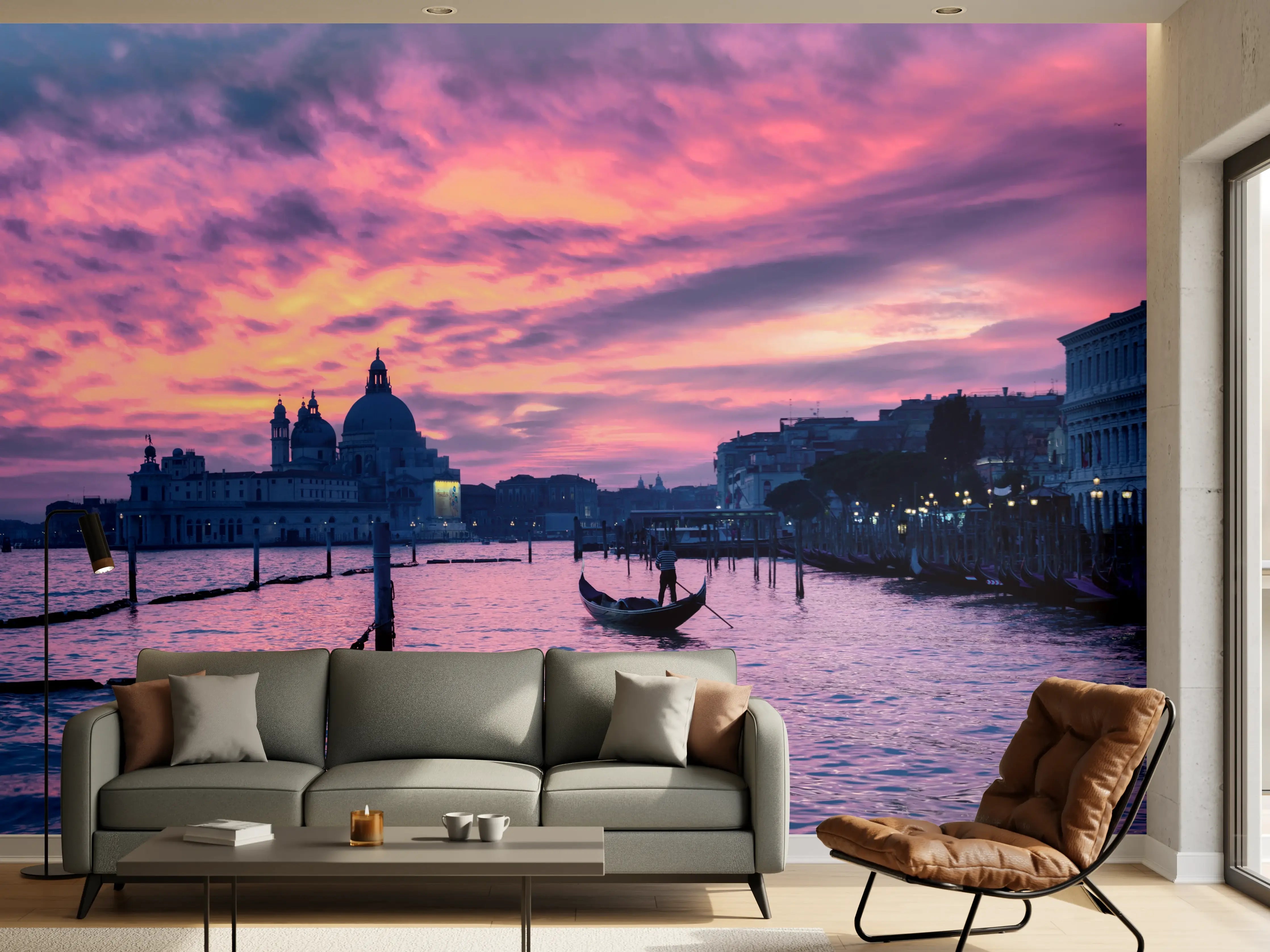 Wandverkleidung Wohnzimmer - Sonnenuntergang in Venedig