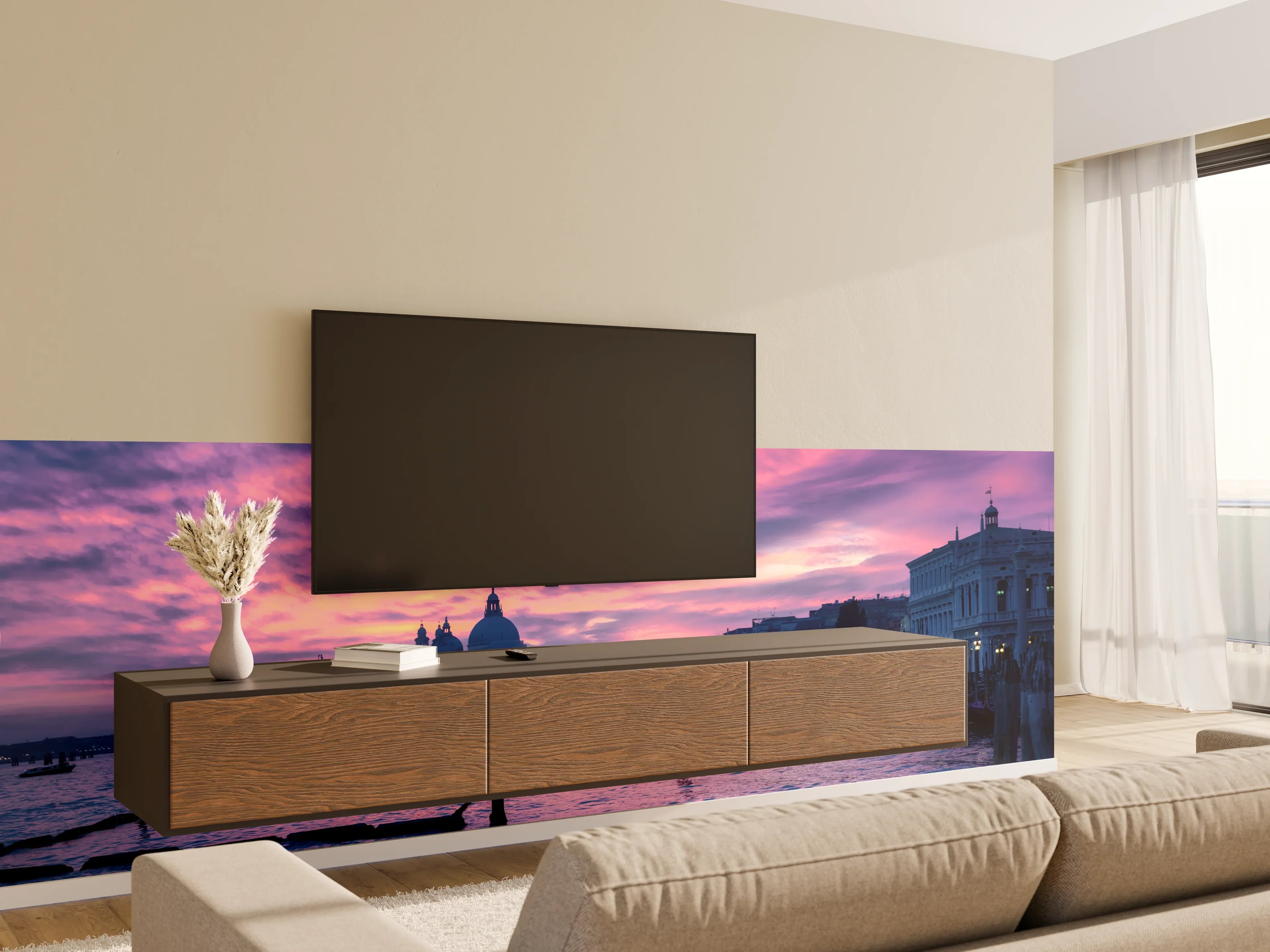Wandverkleidung Wohnzimmer - Sonnenuntergang in Venedig