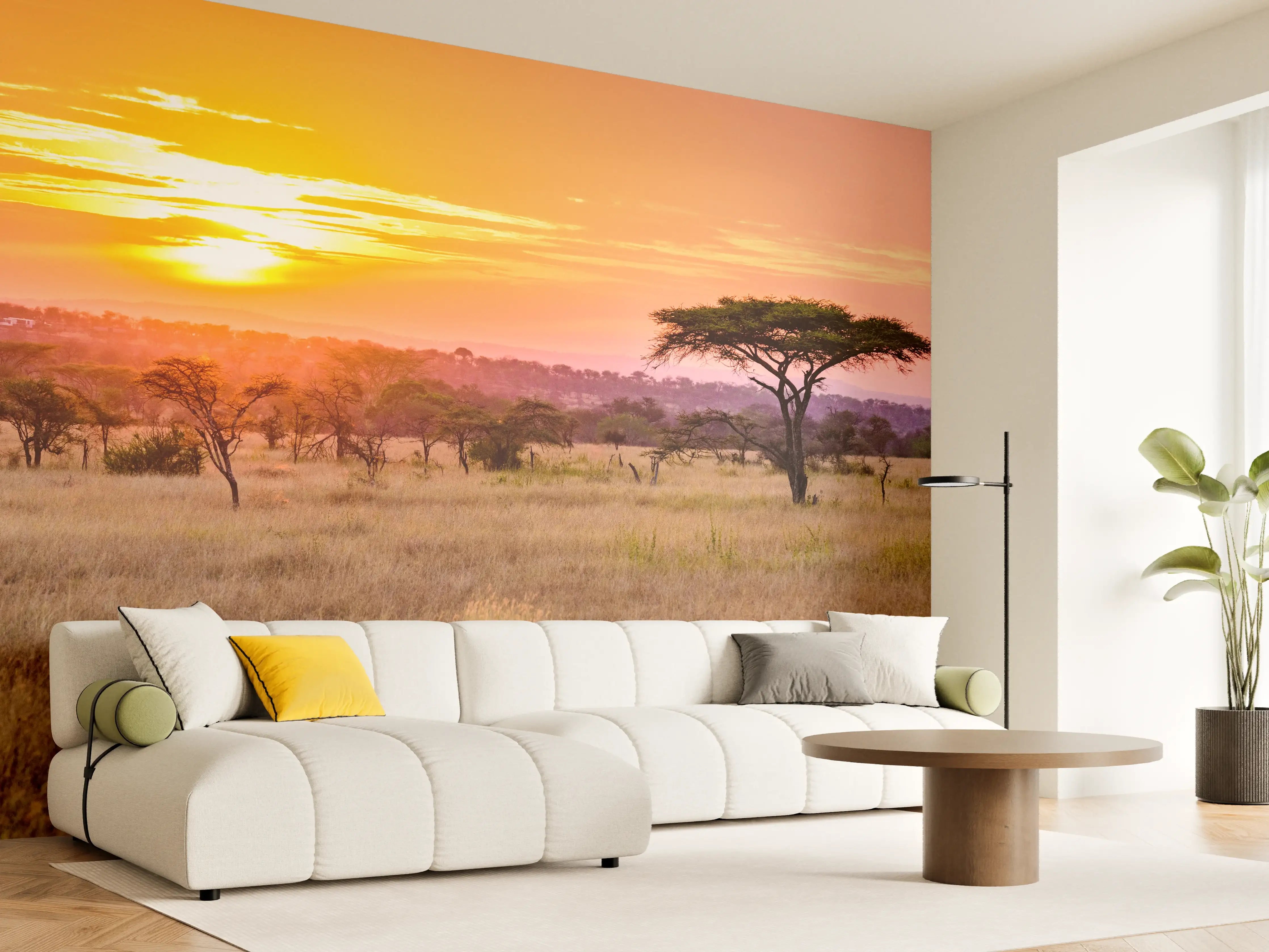 Wandverkleidung Wohnzimmer - Sonnenuntergang in der afrikanischen Savanne