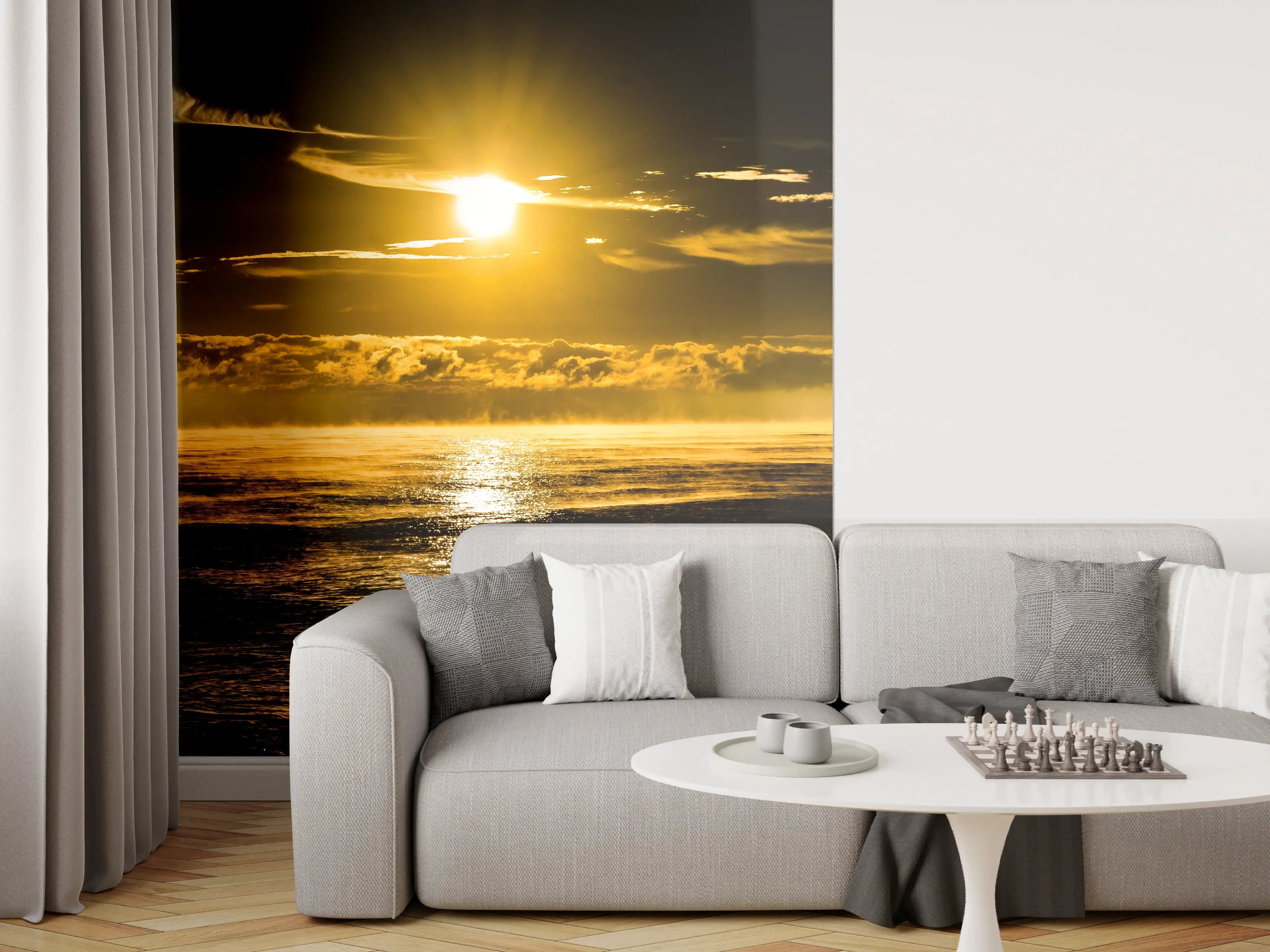 Wandverkleidung Wohnzimmer - Sonnenuntergang über dem Meer