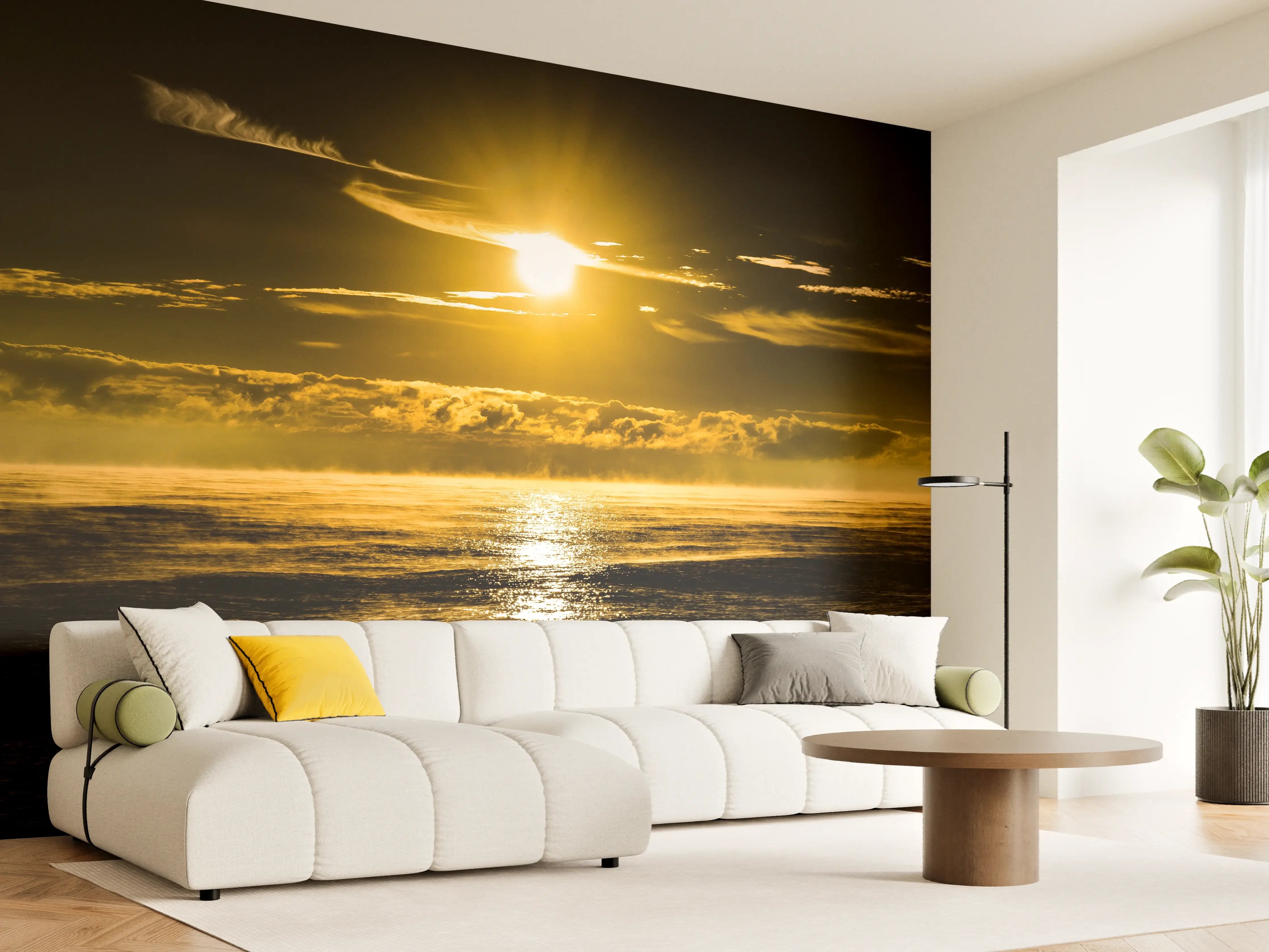 Wandverkleidung Wohnzimmer - Sonnenuntergang über dem Meer