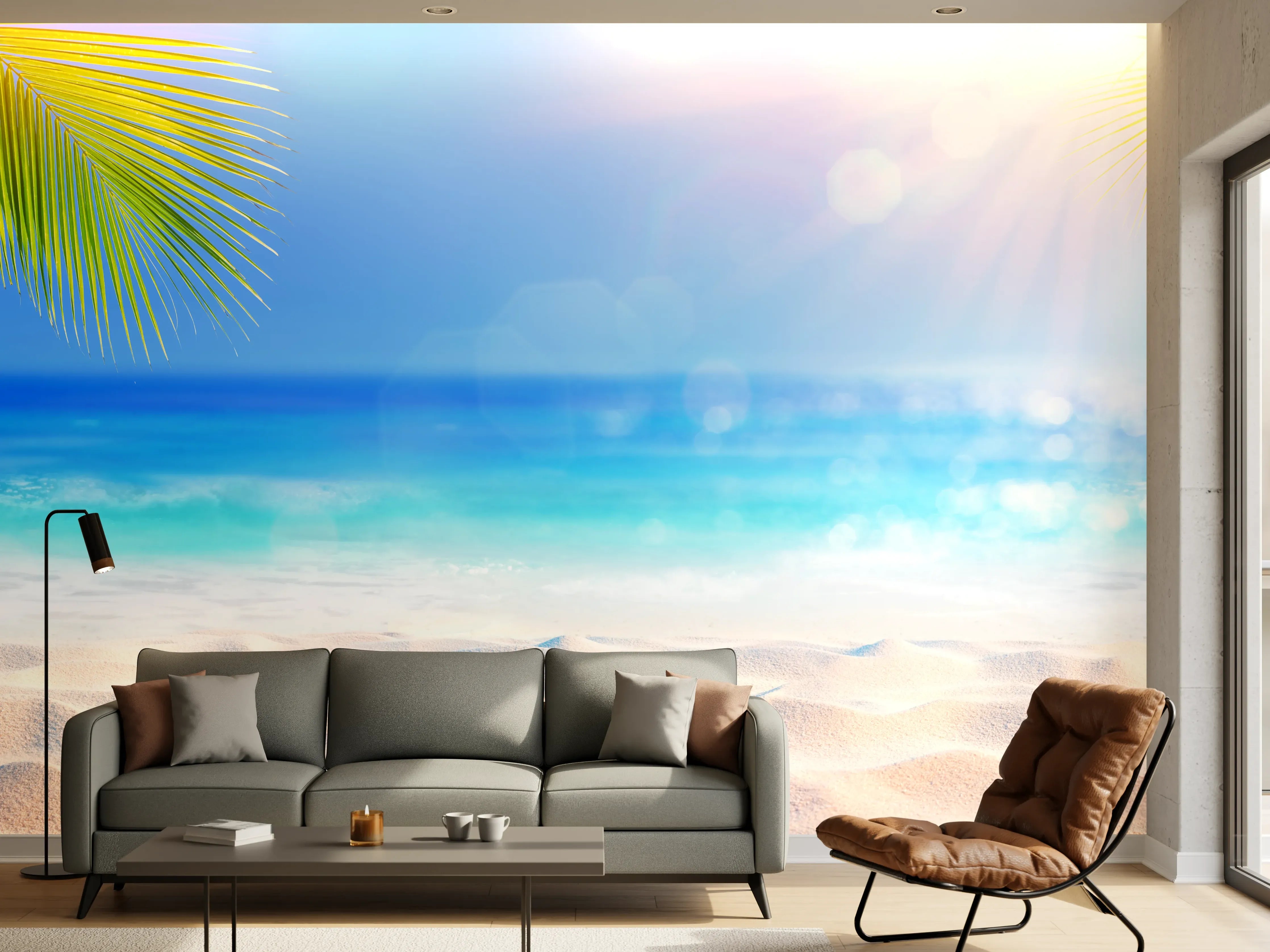 Wandverkleidung Wohnzimmer - Sonniger tropischer Strand