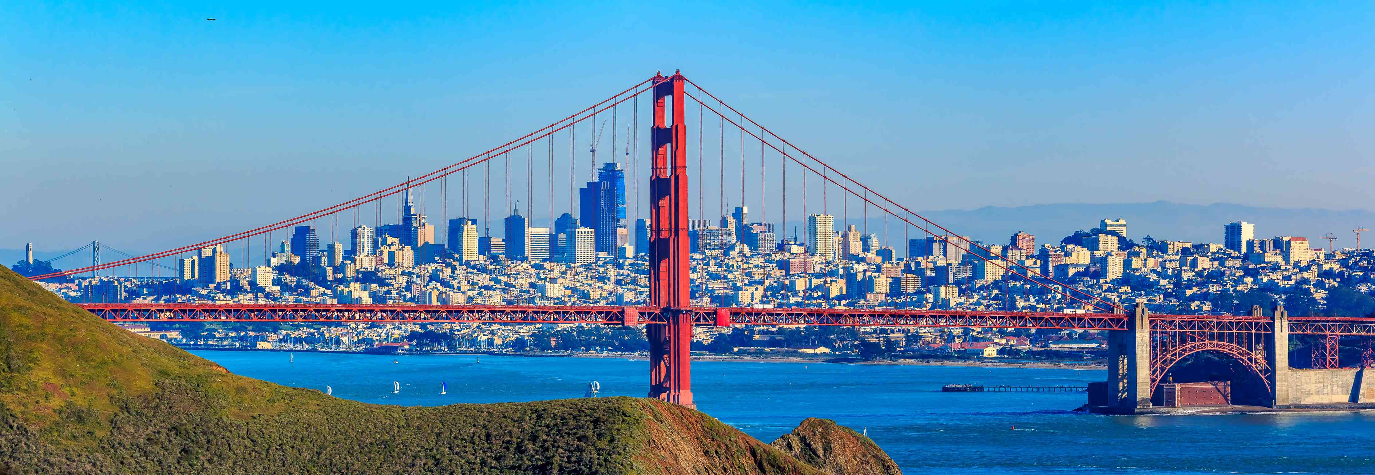 Wandverkleidung Wohnzimmer-Spektakuläre Aussicht auf San Francisco und die Golden Gate Bridge