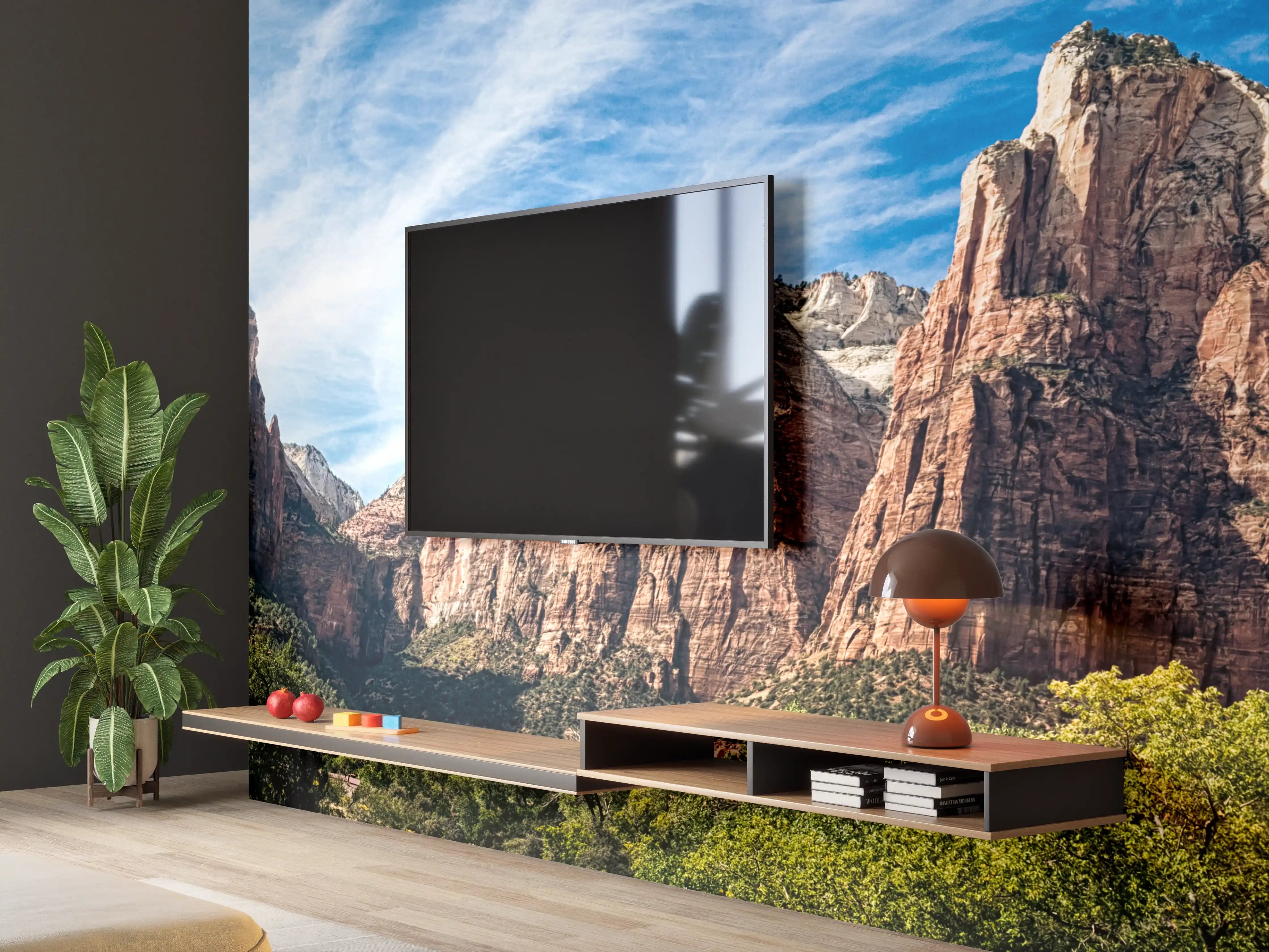 Wandverkleidung Wohnzimmer - Spektakuläre Berglandschaft mit klarem Himmel