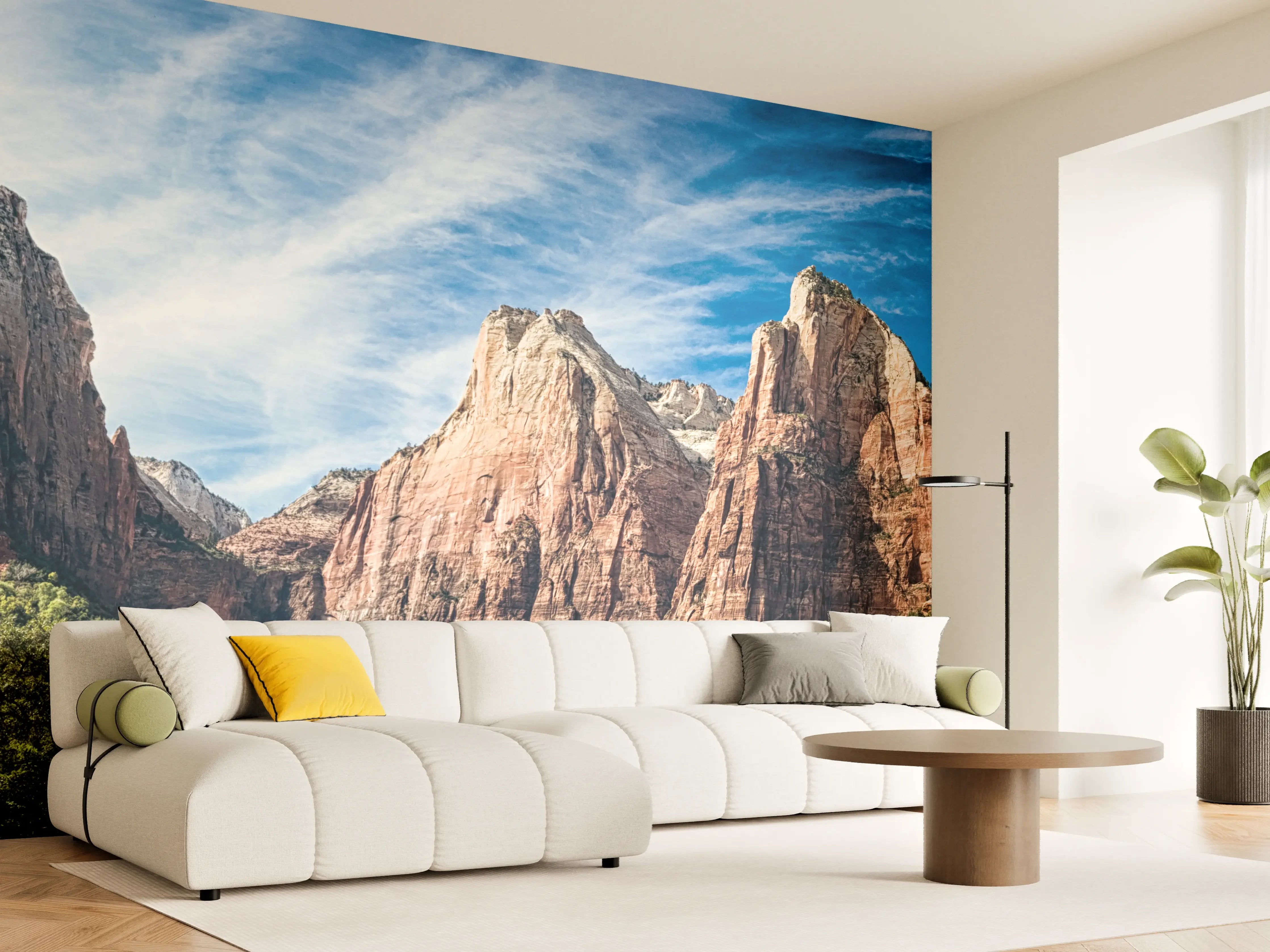 Wandverkleidung Wohnzimmer - Spektakuläre Berglandschaft mit klarem Himmel