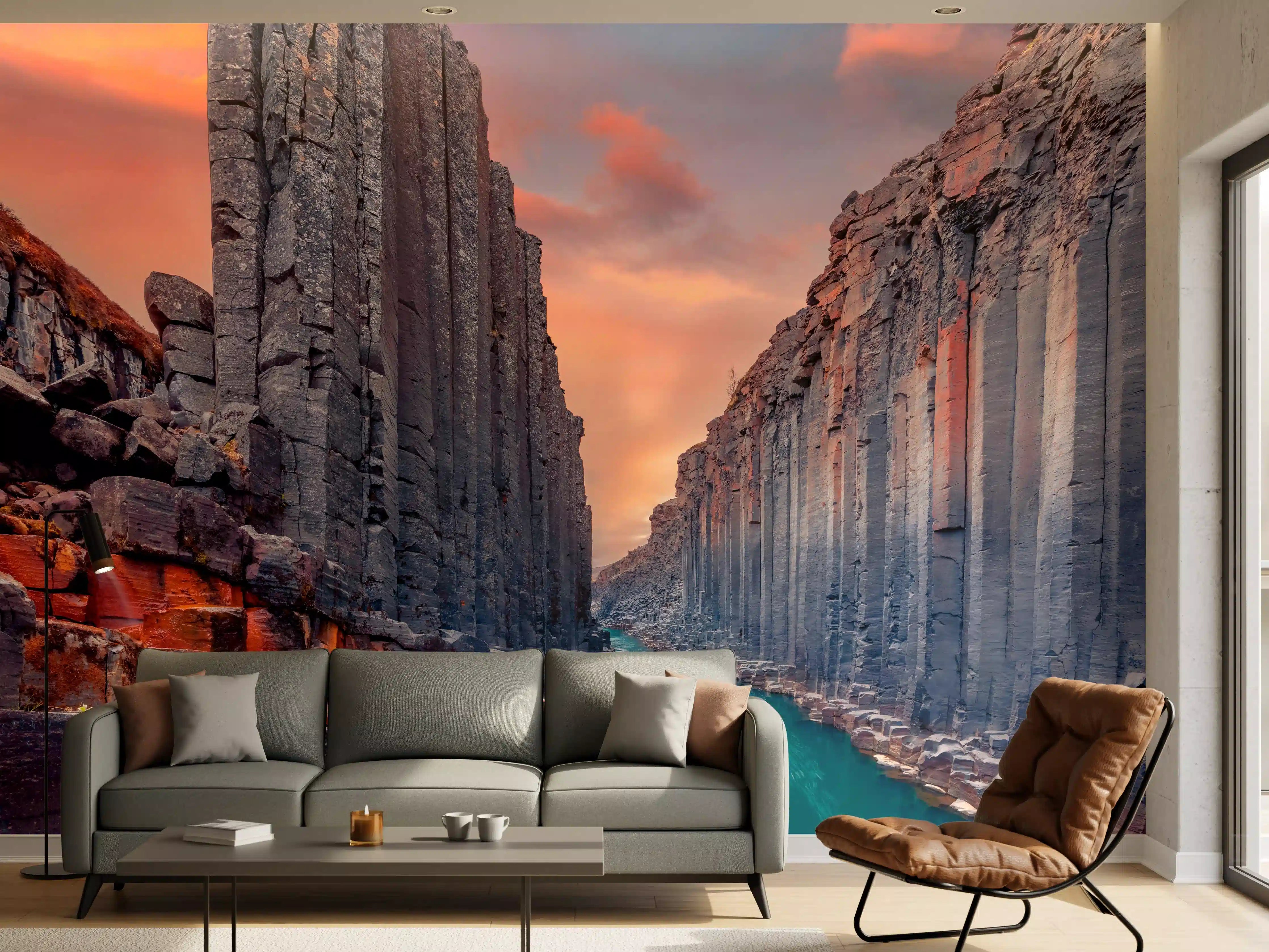 Wandverkleidung Wohnzimmer - Spektakuläre Canyon-Landschaft bei Sonnenuntergang