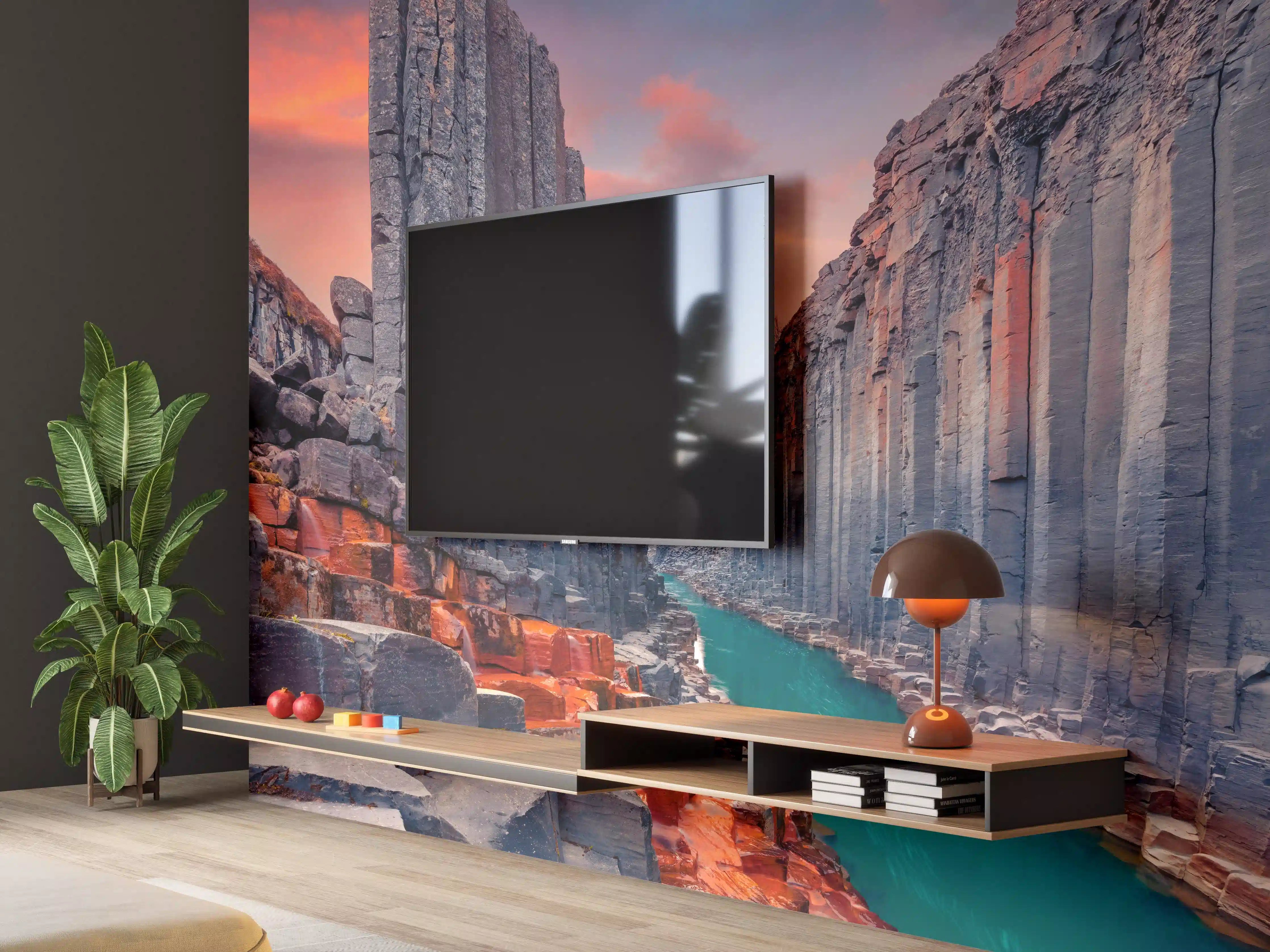 Wandverkleidung Wohnzimmer - Spektakuläre Canyon-Landschaft bei Sonnenuntergang