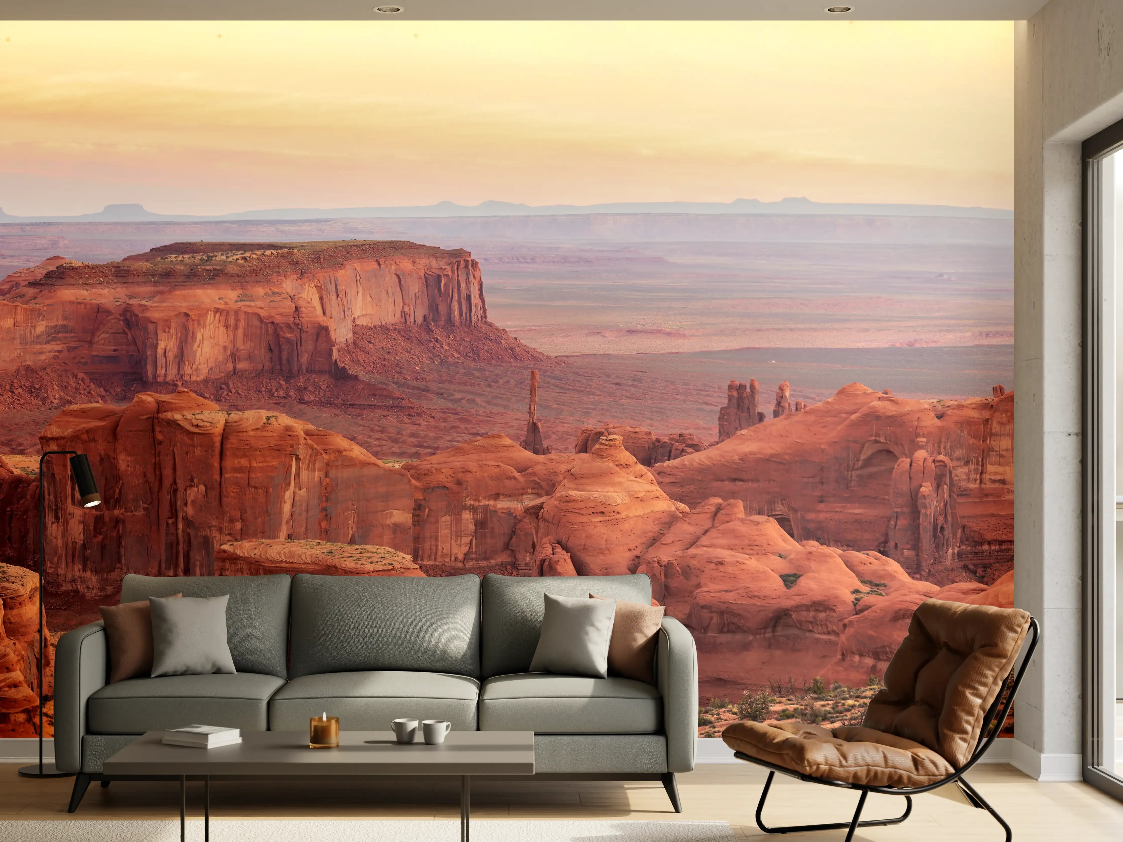 Wandverkleidung Wohnzimmer - Spektakuläre Wüstenlandschaft bei Sonnenuntergang