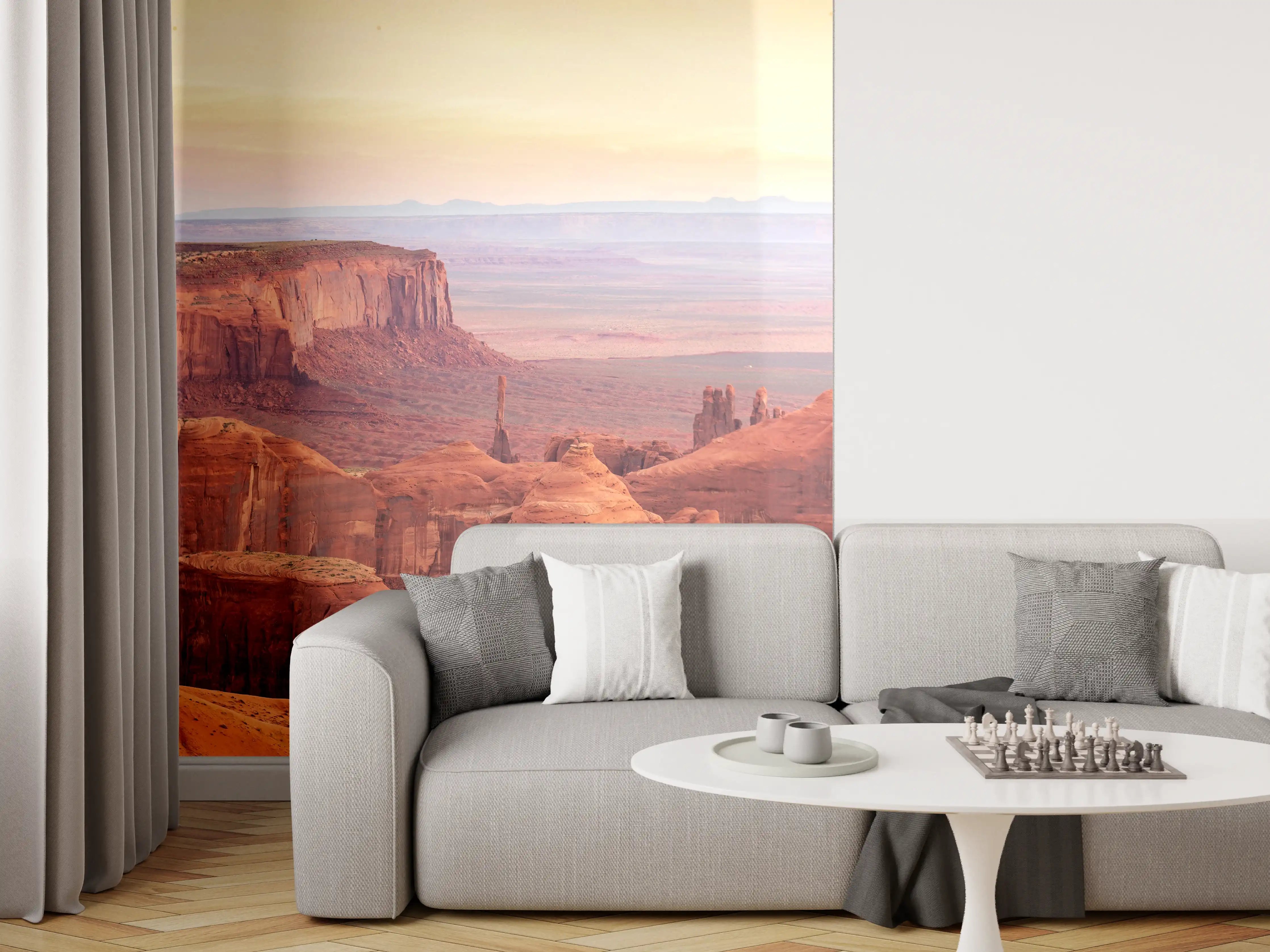 Wandverkleidung Wohnzimmer - Spektakuläre Wüstenlandschaft bei Sonnenuntergang