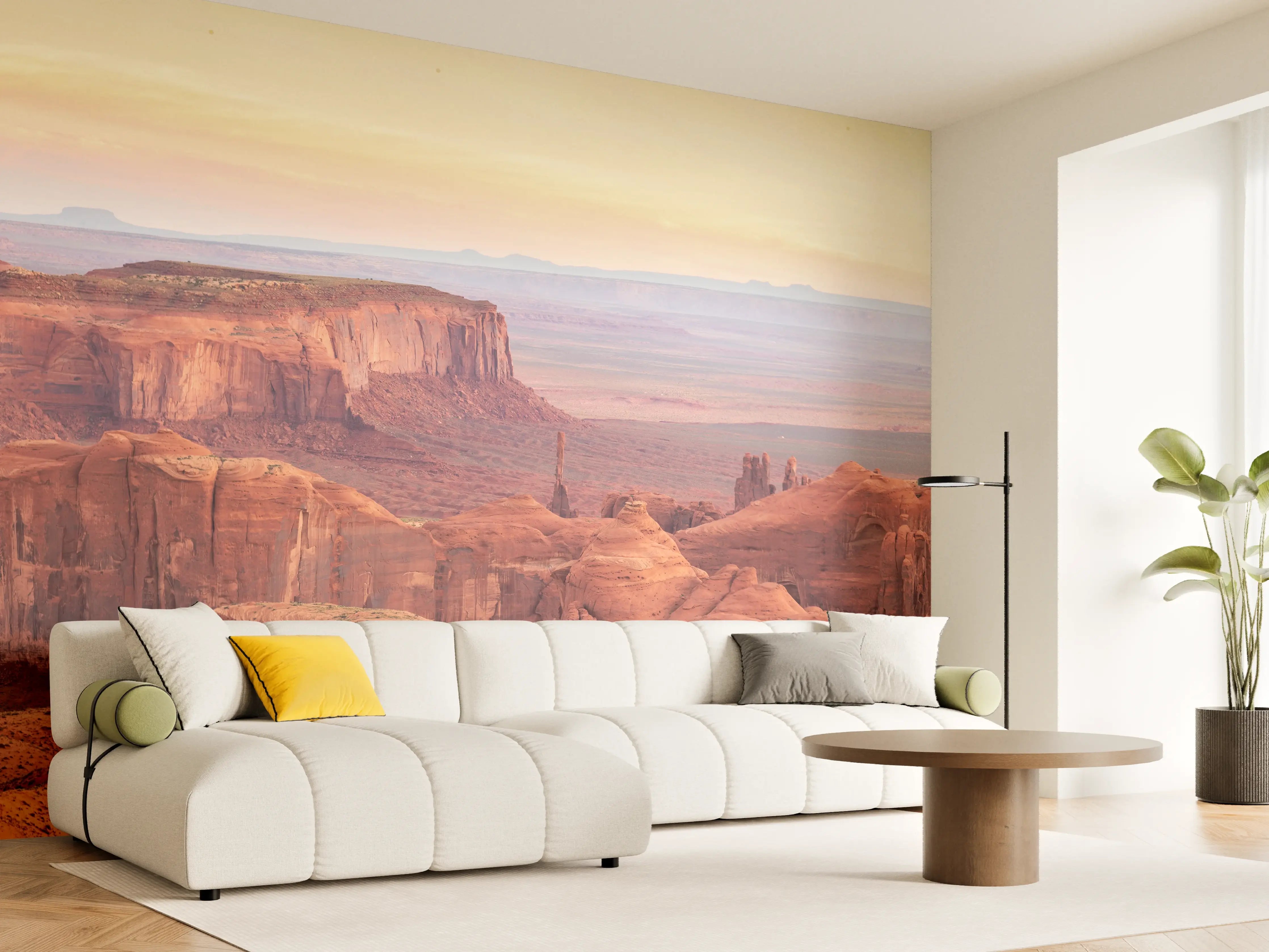 Wandverkleidung Wohnzimmer - Spektakuläre Wüstenlandschaft bei Sonnenuntergang