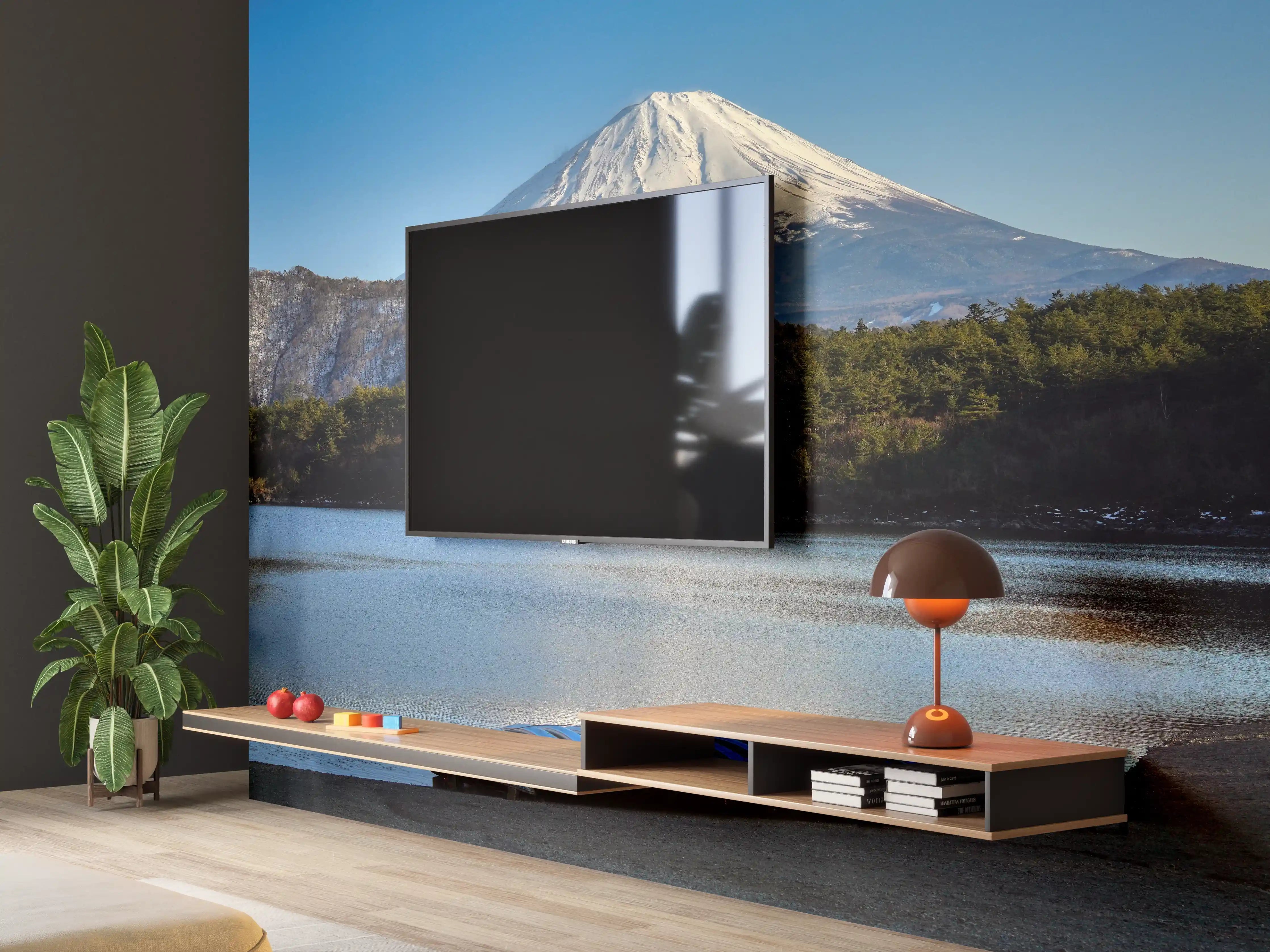Wandverkleidung Wohnzimmer - Spektakulärer Blick auf den Mount Fuji bei Sonnenaufgang