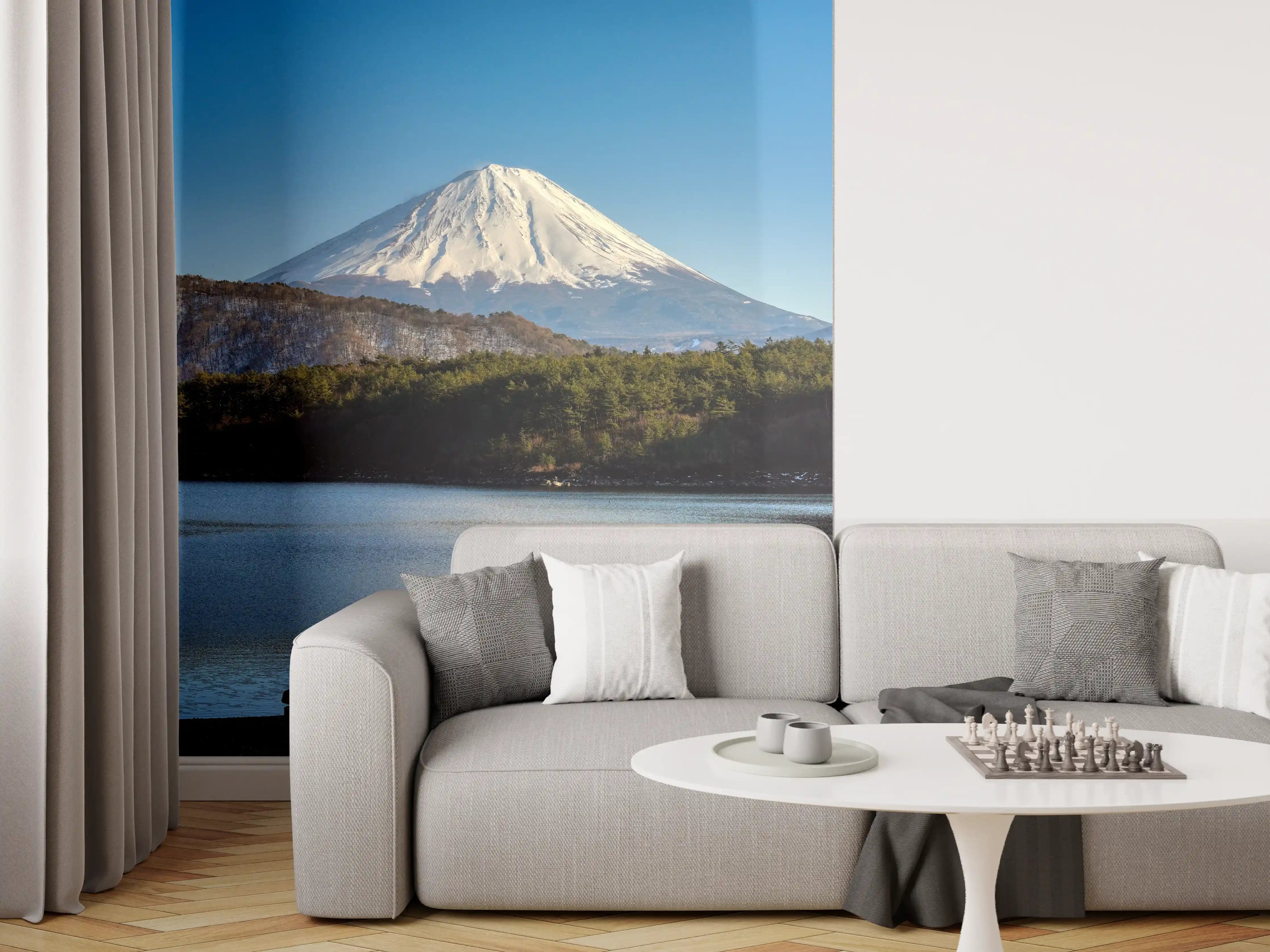 Wandverkleidung Wohnzimmer - Spektakulärer Blick auf den Mount Fuji bei Sonnenaufgang