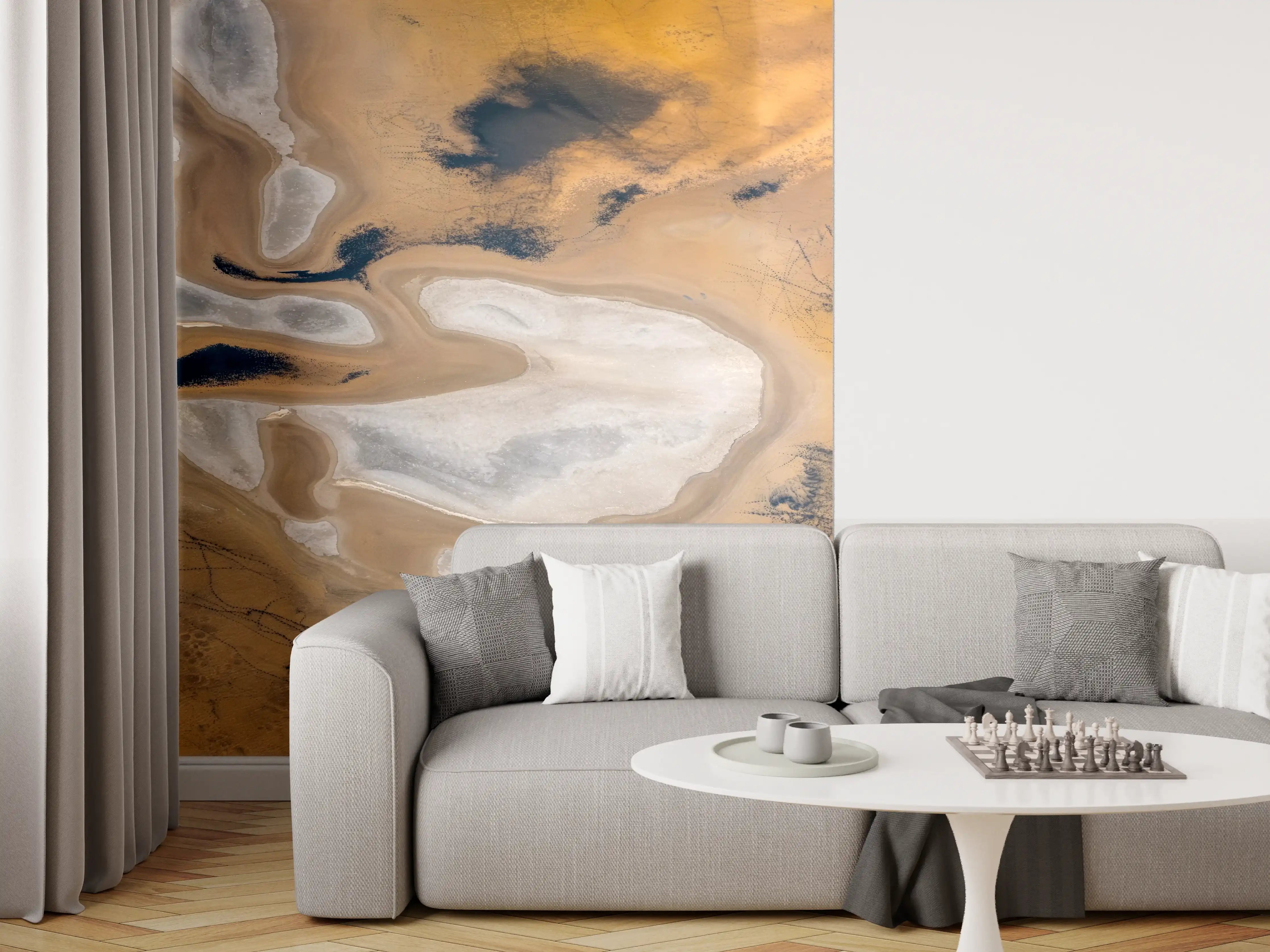 Wandverkleidung Wohnzimmer - Spektakulärer Blick auf eine Wüstenlandschaft mit Salzpfannen