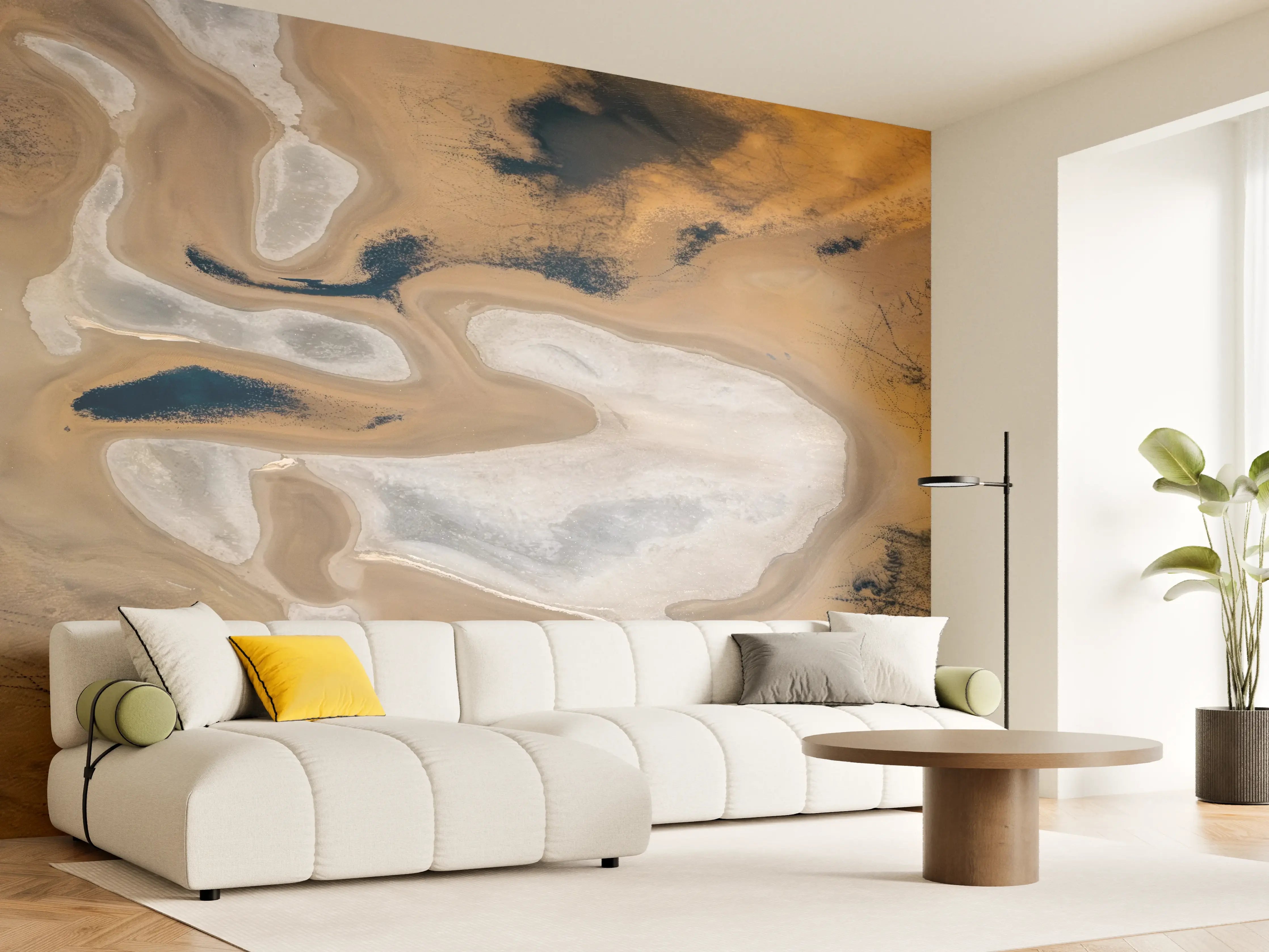 Wandverkleidung Wohnzimmer - Spektakulärer Blick auf eine Wüstenlandschaft mit Salzpfannen