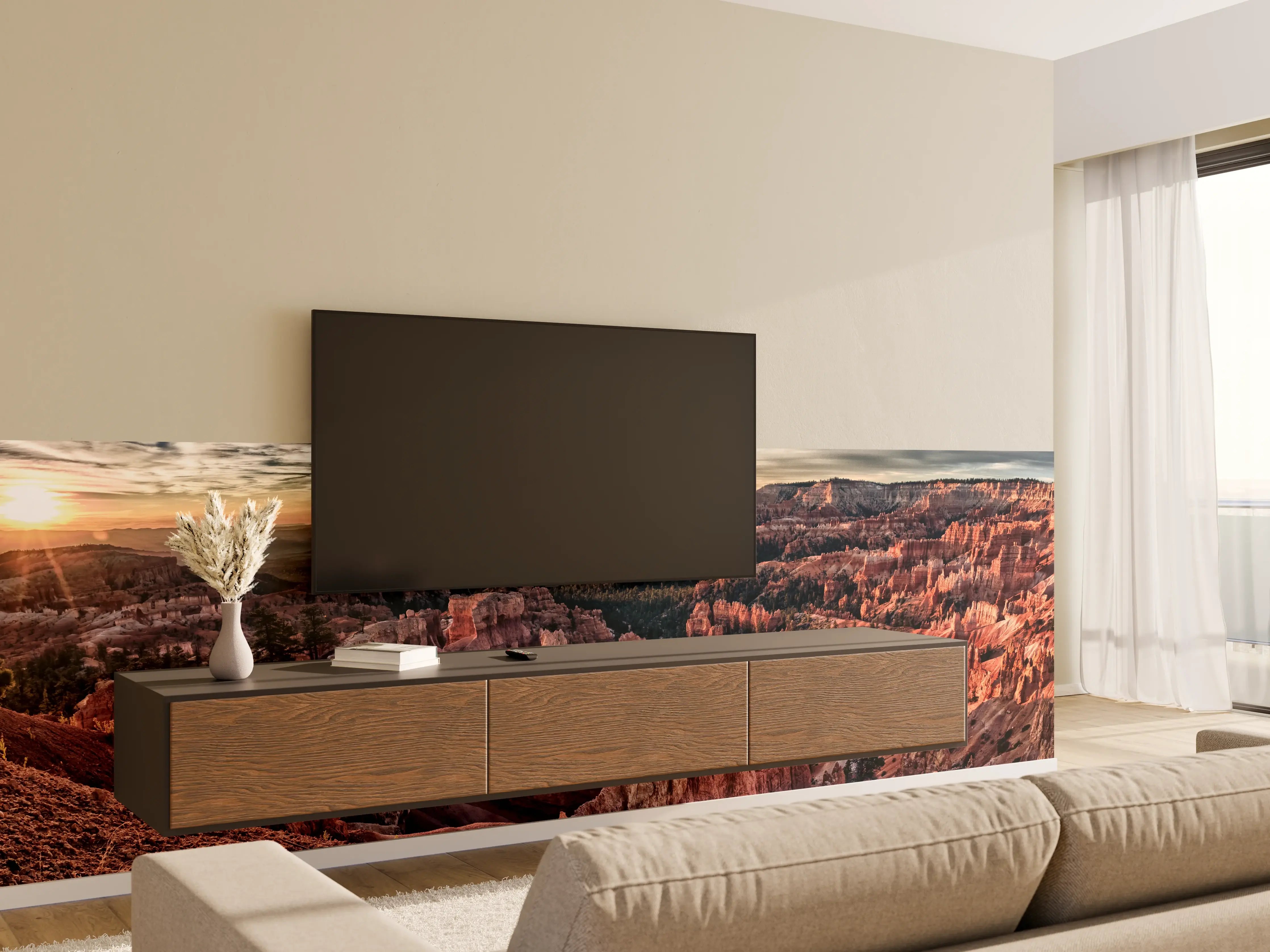Wandverkleidung Wohnzimmer - Spektakulärer Blick über den Grand Canyon bei Sonnenuntergang