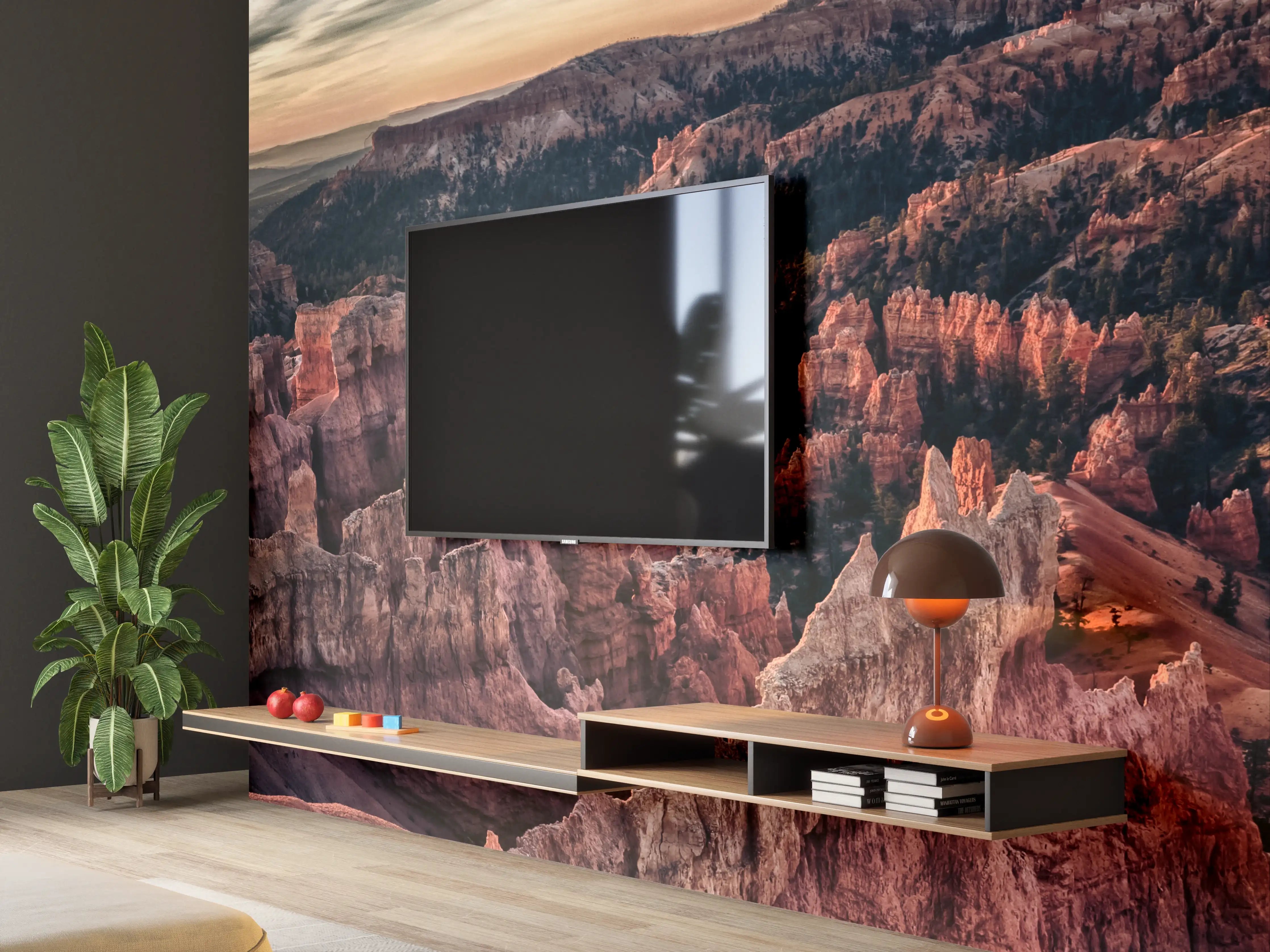 Wandverkleidung Wohnzimmer - Spektakulärer Blick über den Grand Canyon bei Sonnenuntergang