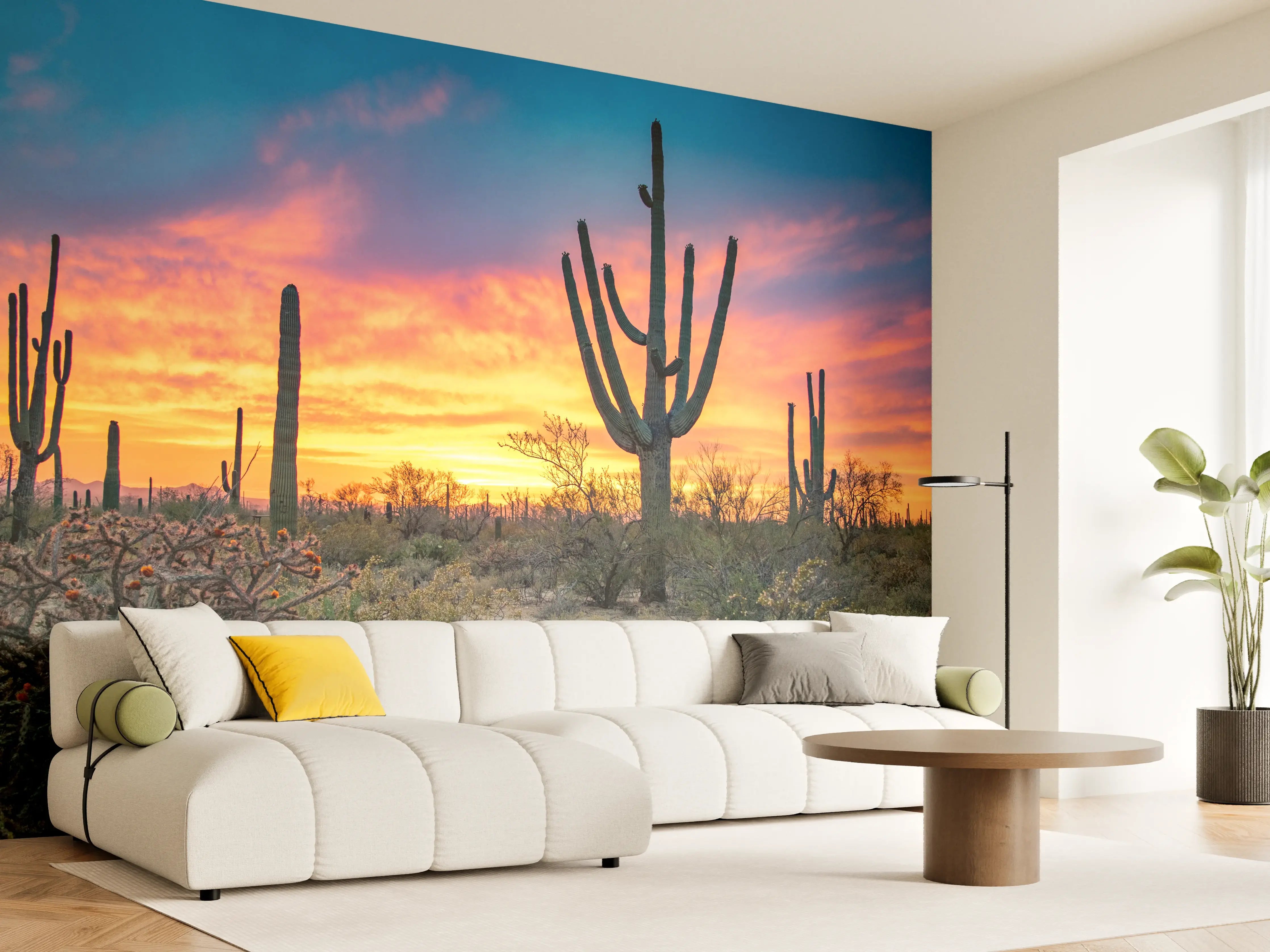 Wandverkleidung Wohnzimmer - Spektakulärer Sonnenuntergang in der Wüste