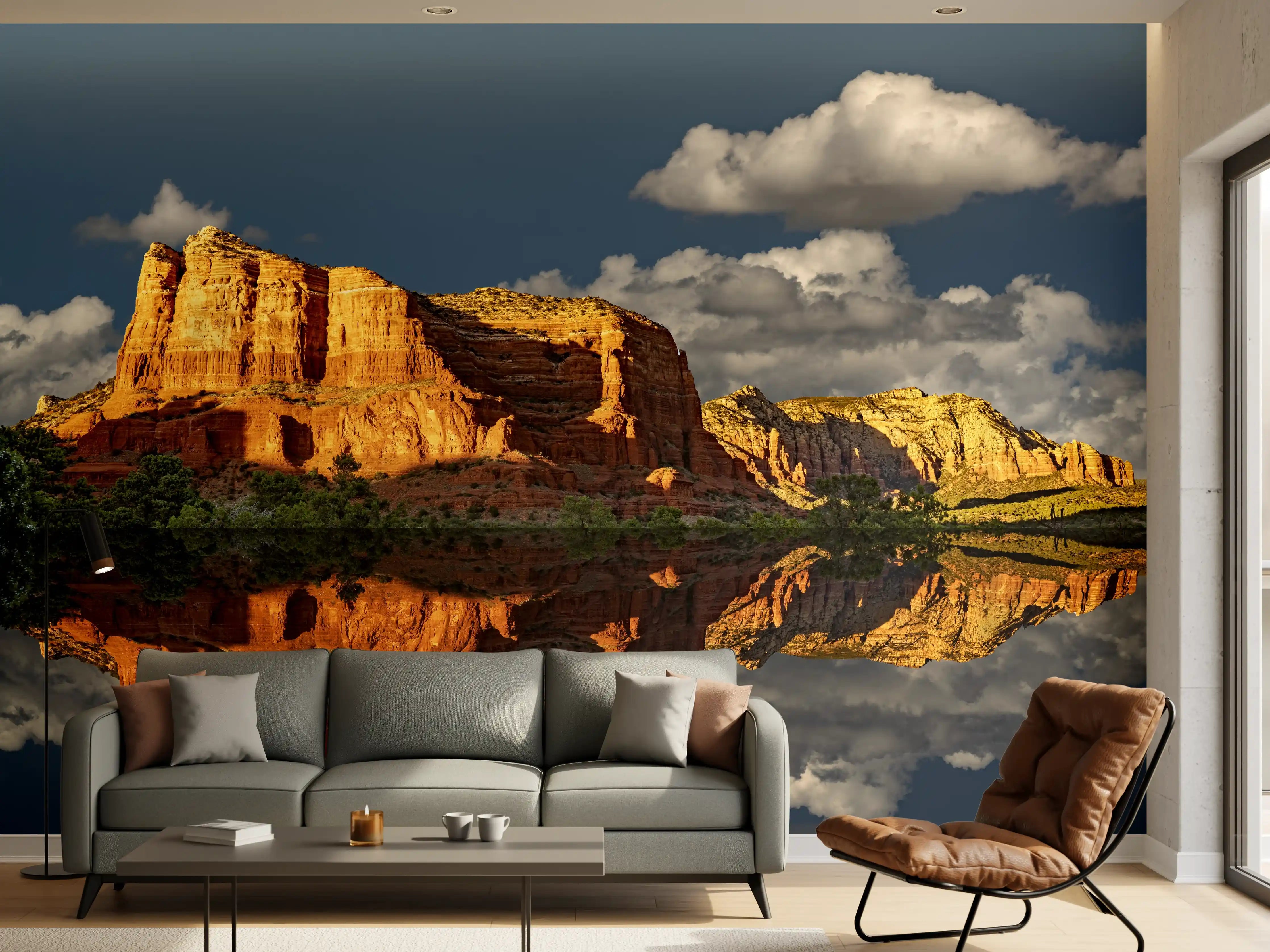 Wandverkleidung Wohnzimmer - Spektakulärer Sonnenuntergang über den Canyons