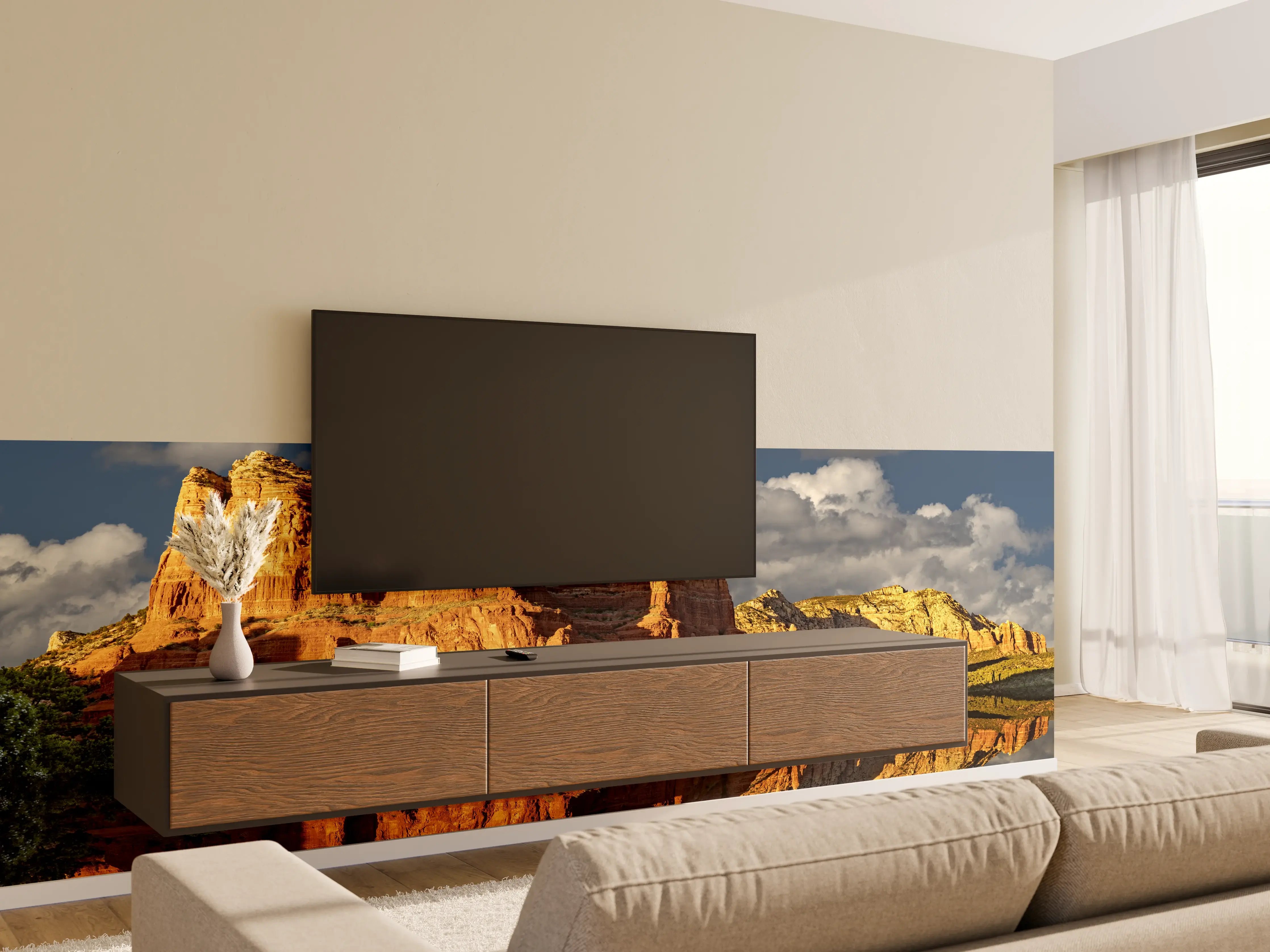 Wandverkleidung Wohnzimmer - Spektakulärer Sonnenuntergang über den Canyons