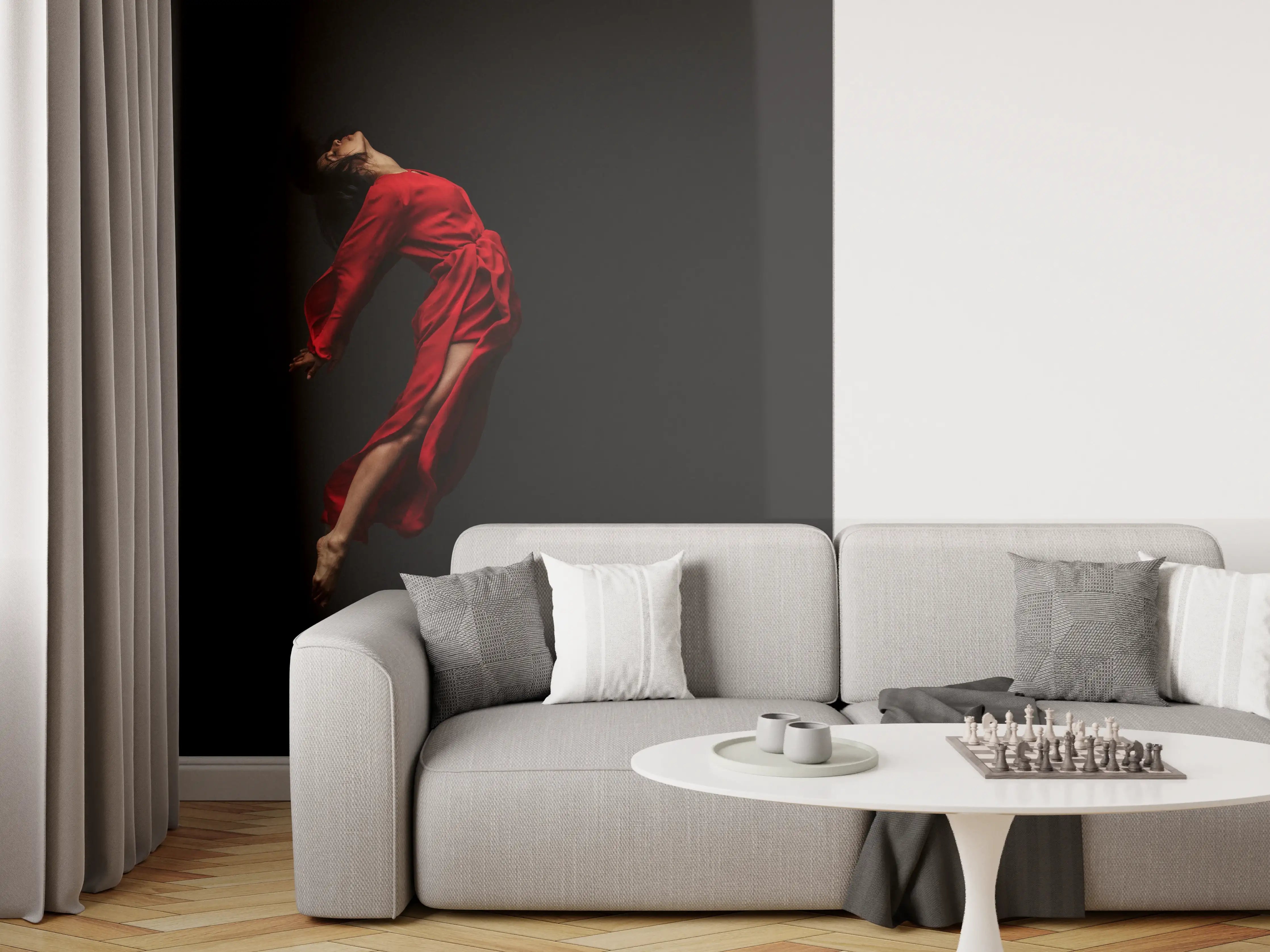 Wandverkleidung Wohnzimmer - Springende Zeitgenössische Tänzerin 