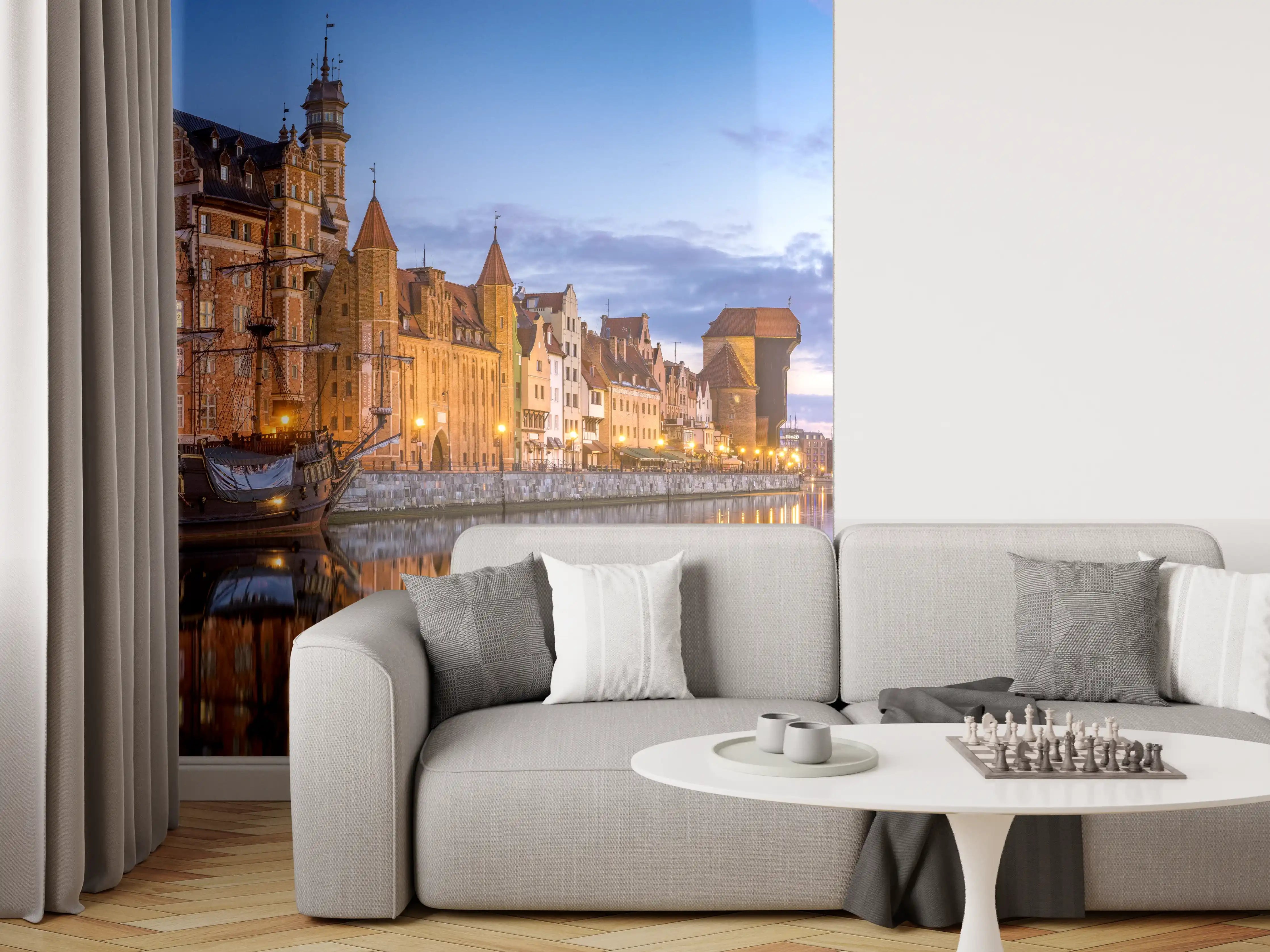 Wandverkleidung Wohnzimmer - Stadtbild von Gdansk in Polen