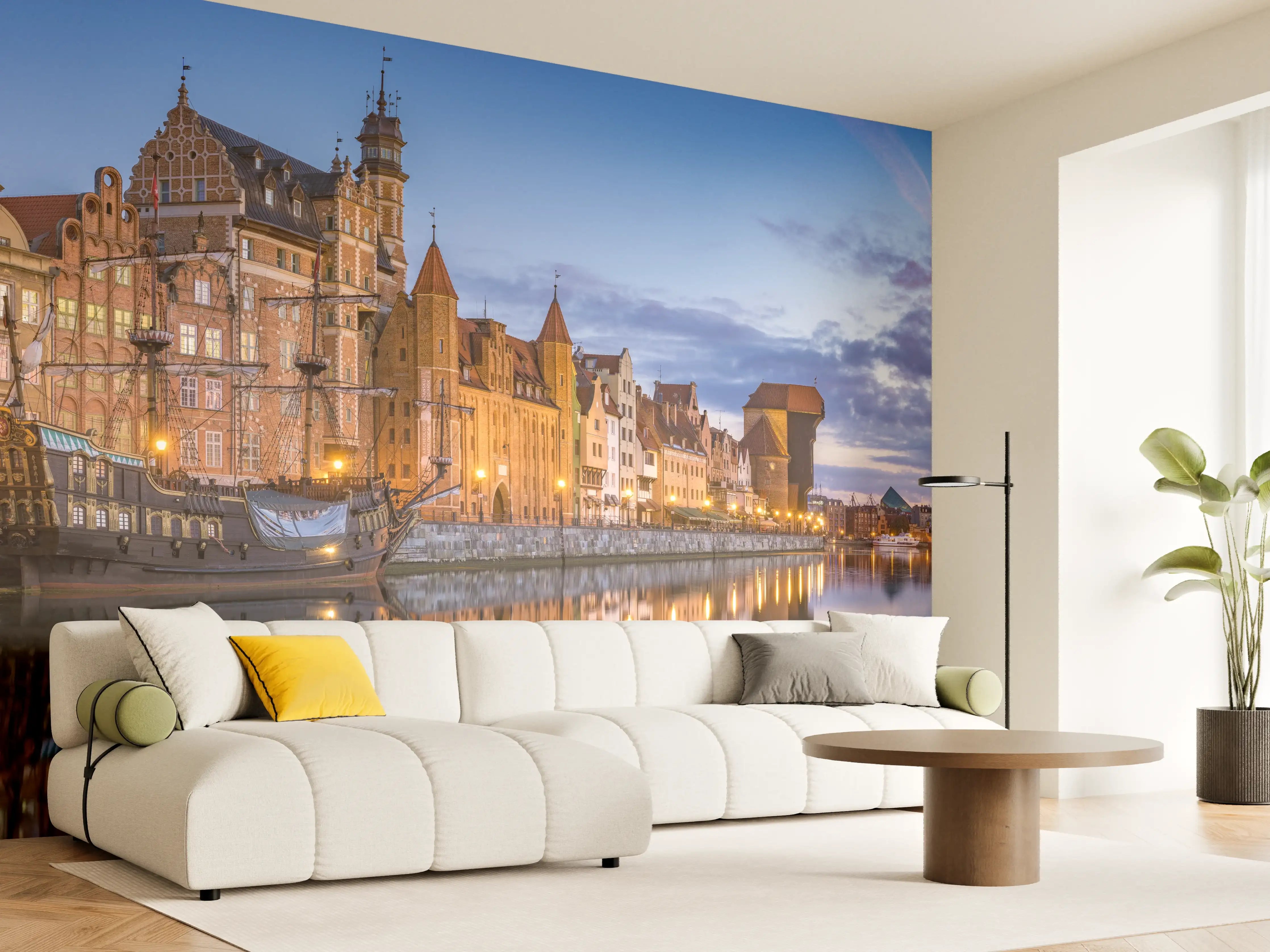 Wandverkleidung Wohnzimmer - Stadtbild von Gdansk in Polen