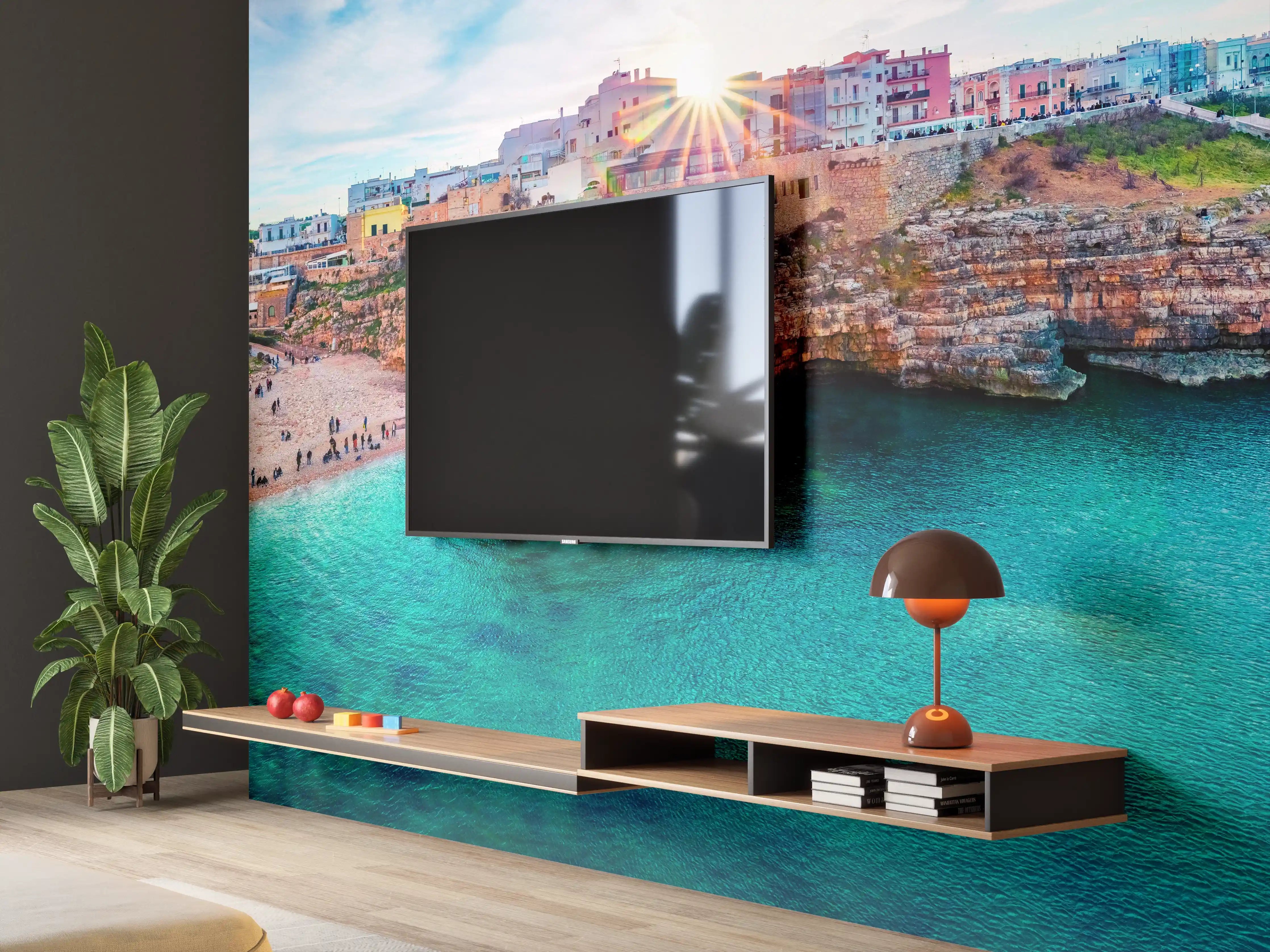 Wandverkleidung Wohnzimmer - Stadtbild von Polignano a Mare