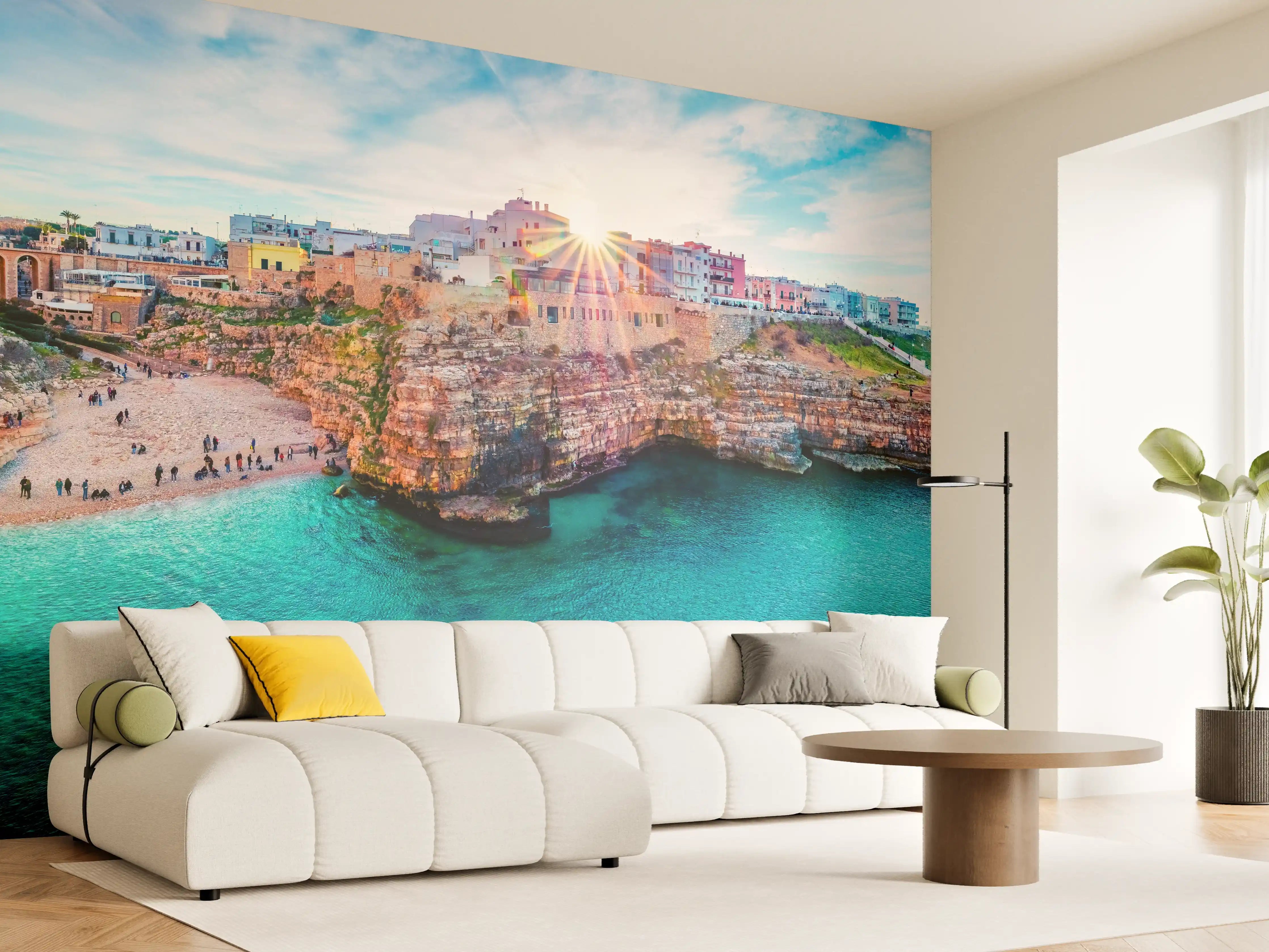 Wandverkleidung Wohnzimmer - Stadtbild von Polignano a Mare